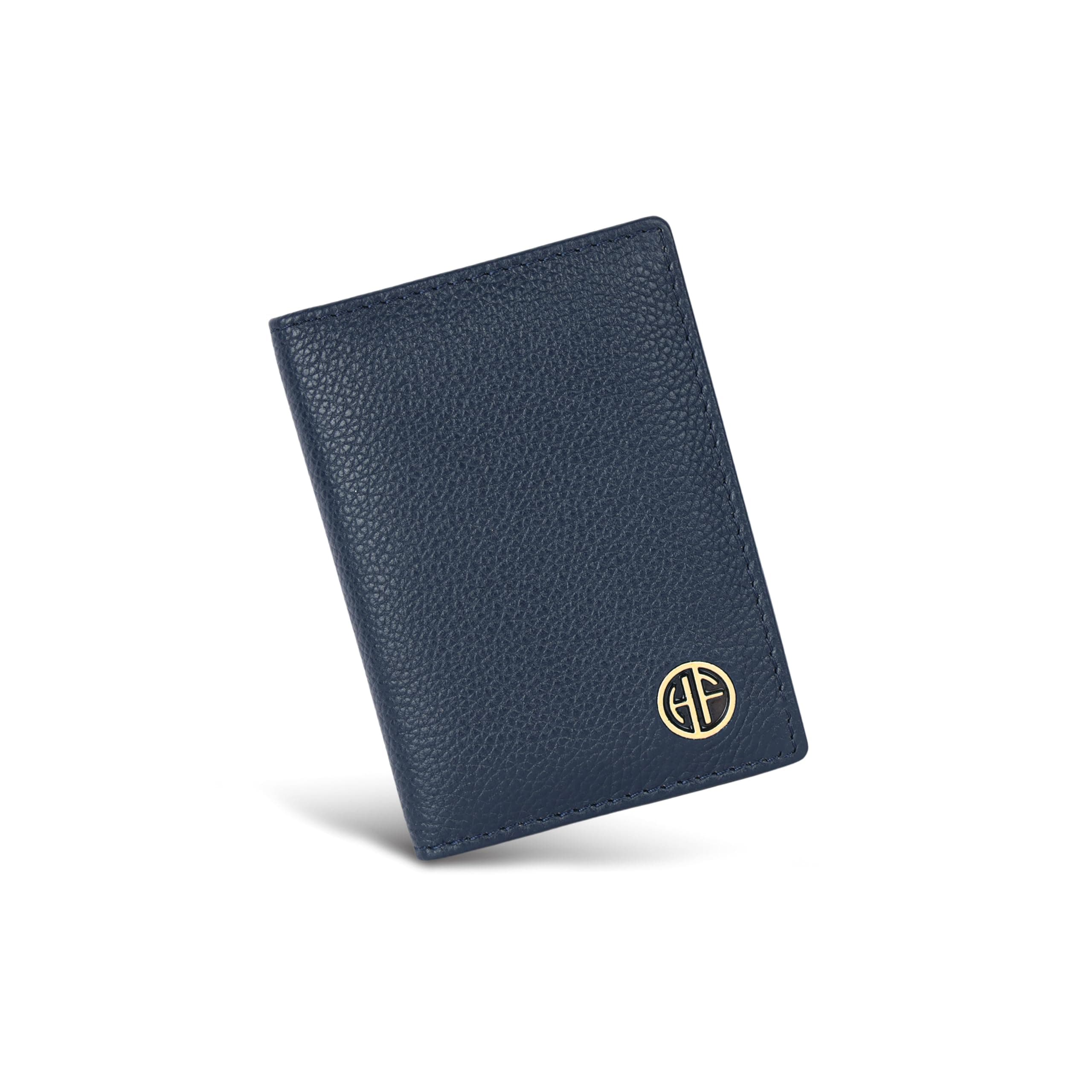 Genuine Leather Card Holder Wallet for Man & Women, RFID Protected ATM/Credit Card Holder Wallet for Men with 6 Slots, Gift for Men, Father, Husband, Boyfriend - Blue