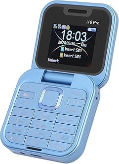 Zunate 2G Mini Flip Mobile Phone, Foldable Cell Phone 2 SIM Card Slots, 1.77 Small Display, Unlocked Flip Phone Supports FM Radio, Quick Dial, Vibration (Blue)