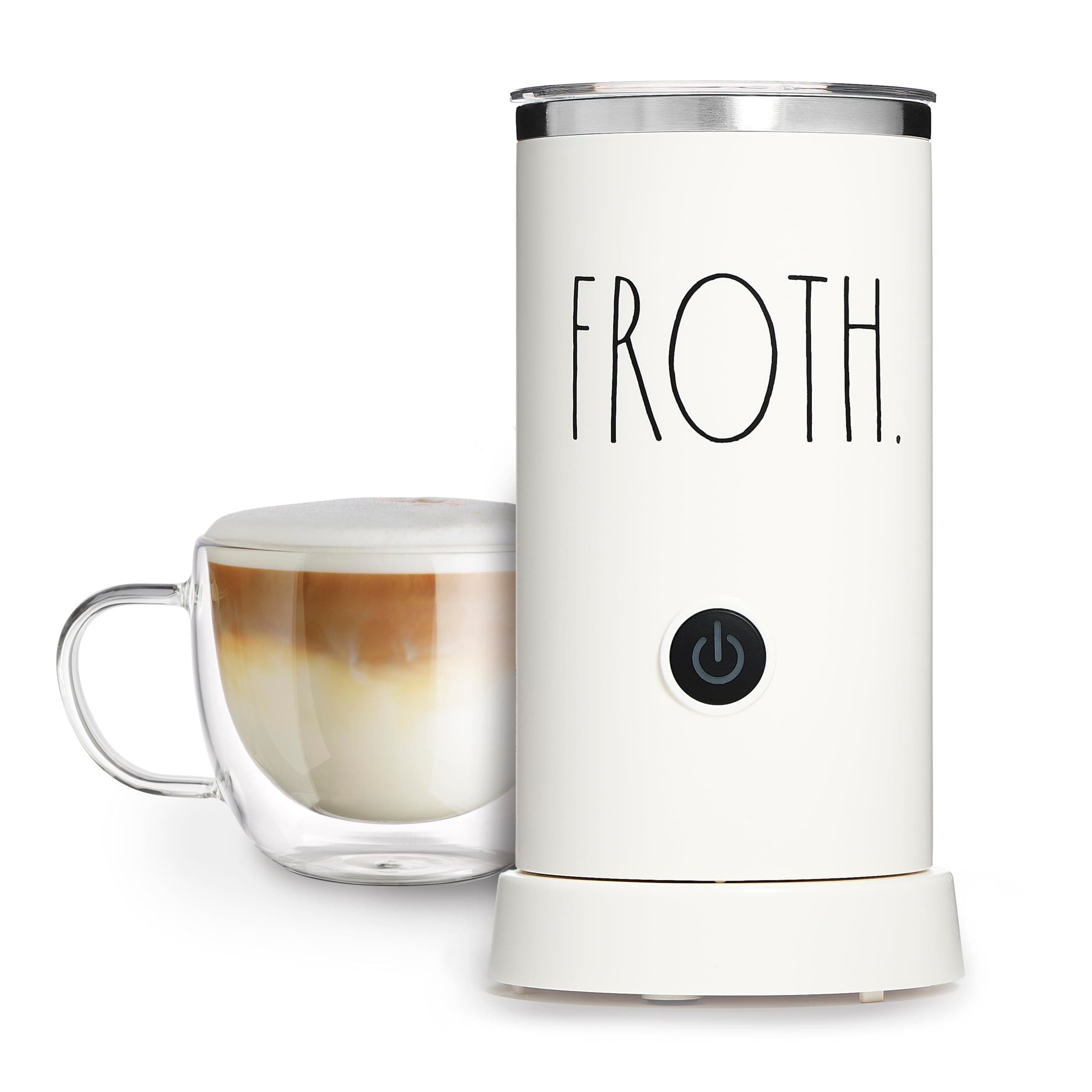 Rae Dunn Electric Milk Frother Steamer -Stylish Automatic Milk Steamer and Frother, Milk Warmer, Hot and Cold Foam Maker for Coffee, Latte, Cappuccino, Macchiato - 550 Watt (Cream)