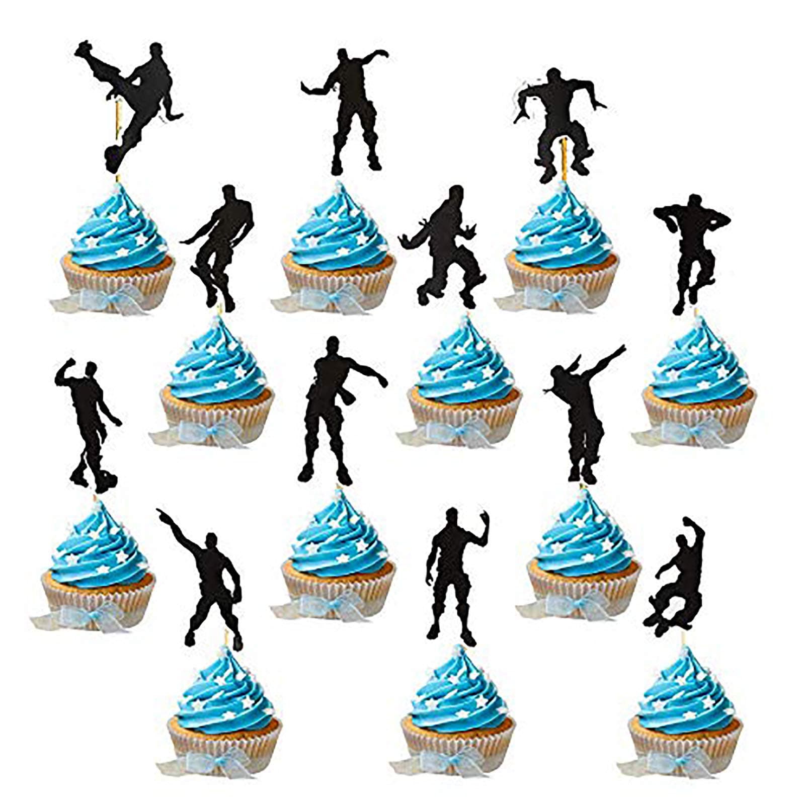 JustYit® 24 PCS Game Theme Cupcake Toppers Party Favor Dance Floss Happy Birthday Cake Decoration Game Party Supplies Bachelorette Party Decorations