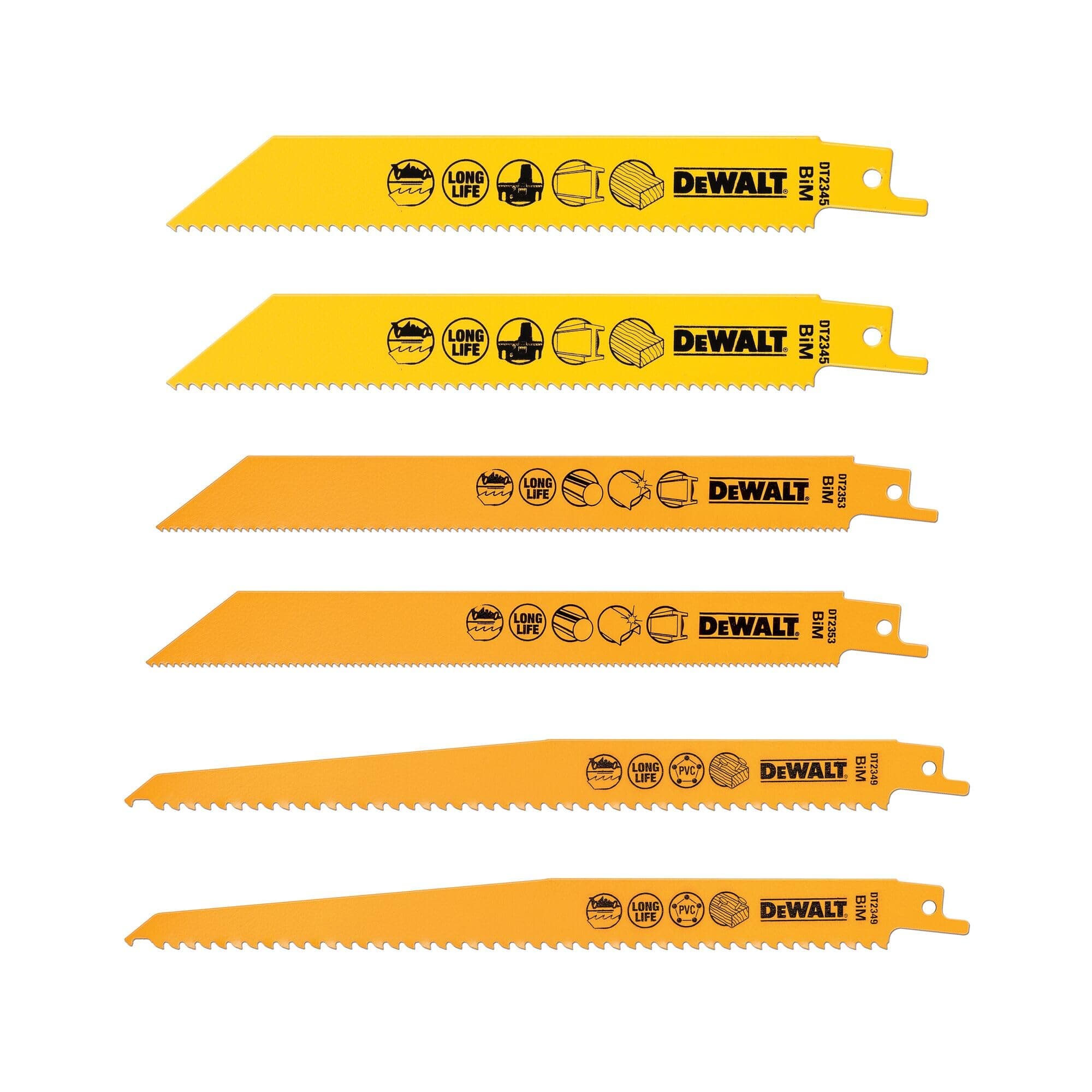 DeWalt DT2444-QZ Reciprocating Blades, One Size, Set of 6 Pieces