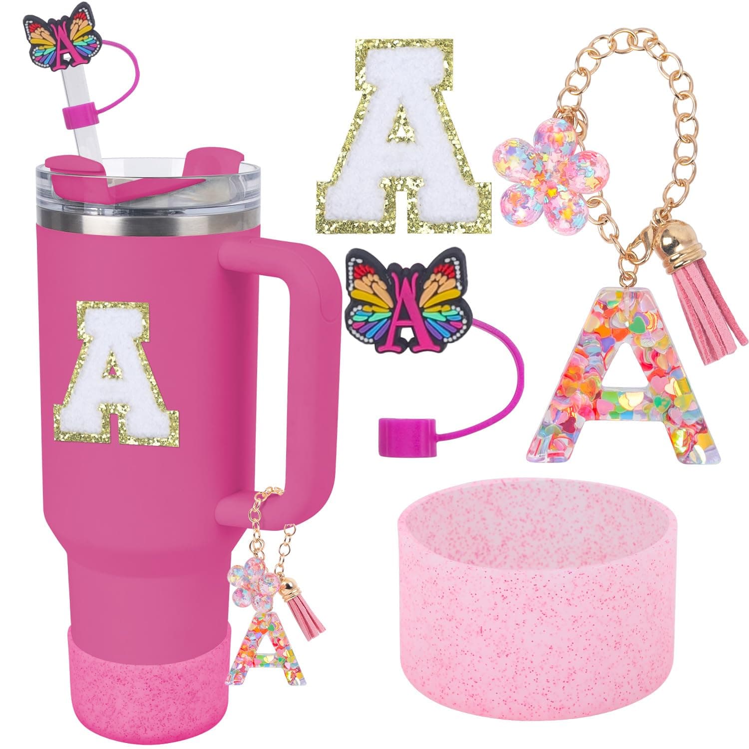 Use for Stanley Cup Accessories Charms 40oz 30oz,Compatible with Stanley Cup Letter Charms for Handle Silicone Boot,Straw Cover Topper & Sticker