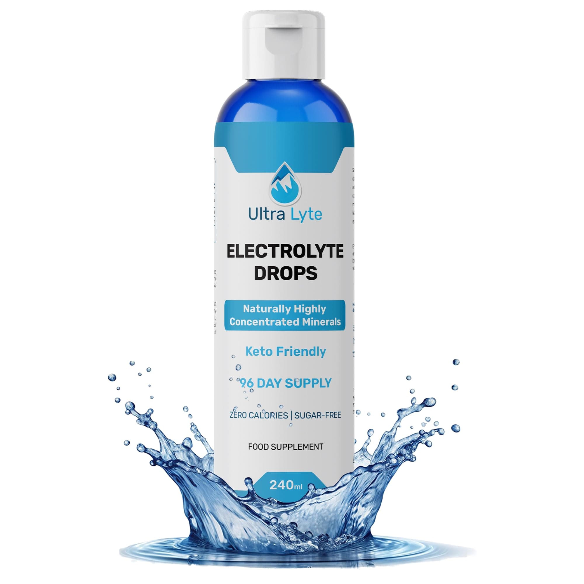 Ultra Lyte Electrolyte Concentrate - Sugar-free Keto Hydration Drops - Liquid Minerals with Magnesium for Electrolyte Balance Fatigue Reduction Vegan 96 Servings Natural & Highly Concentrated
