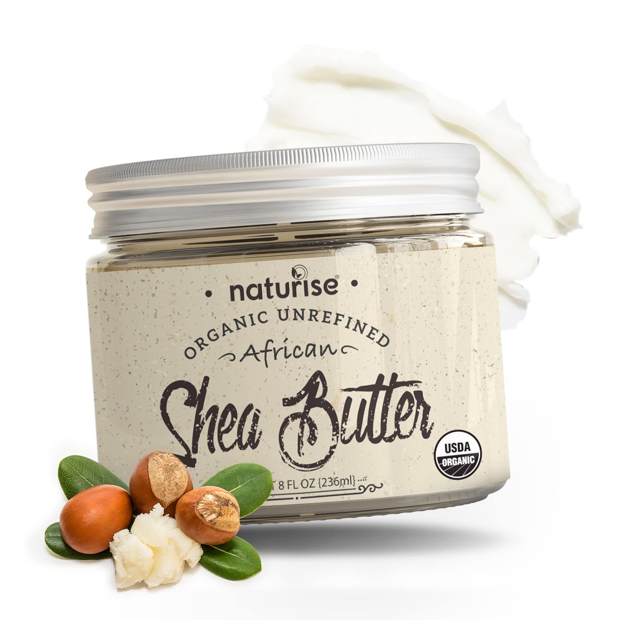 Shea Butter Raw Organic Unrefined Ivory 8 fl oz, Highest Grade African Shea Butter, Great for DIY Skincare Products and Body Butter Moisturizer for Dry Skin, Eczema, and Hair Care (8 Fl oz)