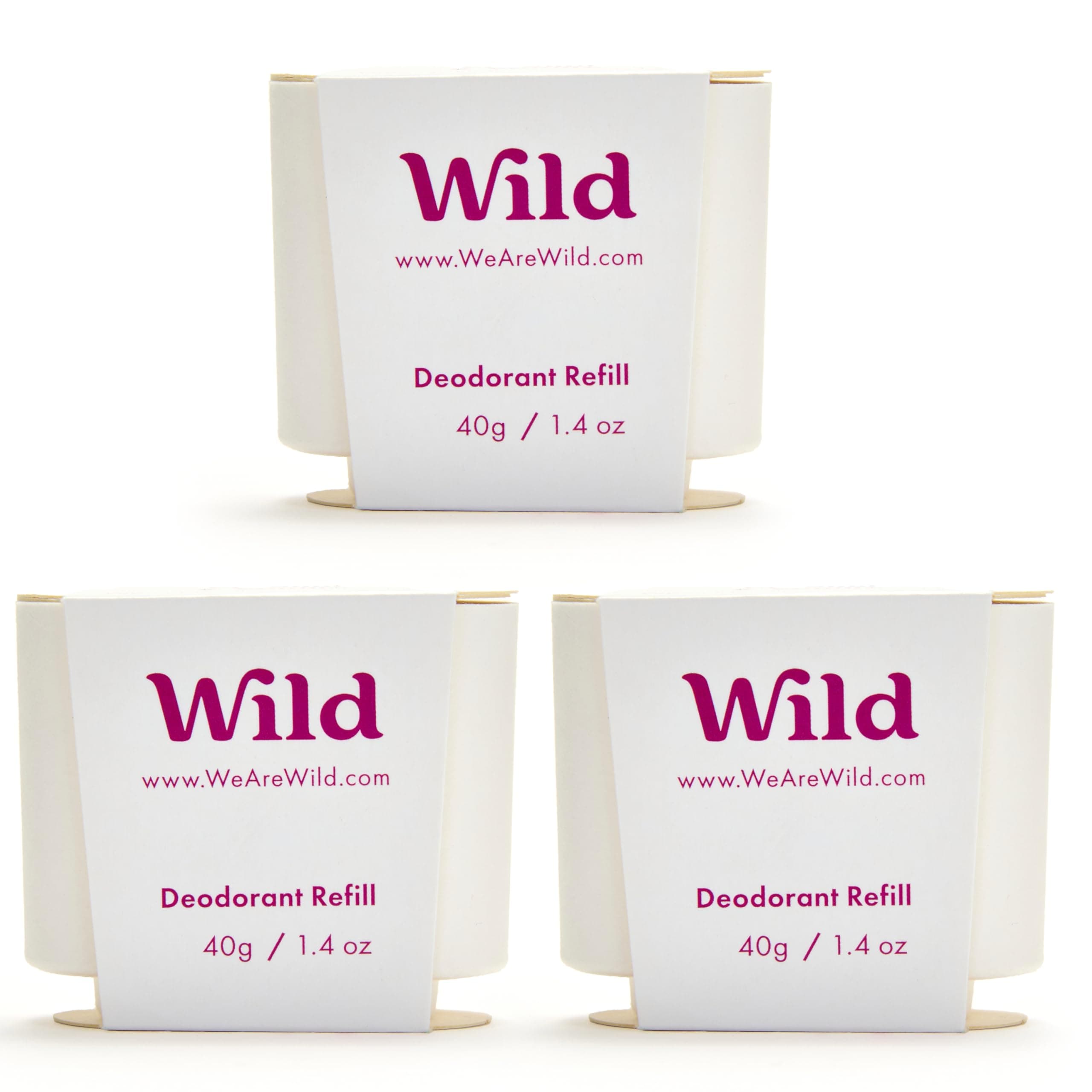 Wild Aluminum Free Refillable Deodorant - Coconut & Vanilla Trio Pack - 98% Natural Origin Derived Ingredients - Vegan Friendly Long Lasting Protection - Zero Single Use Plastic
