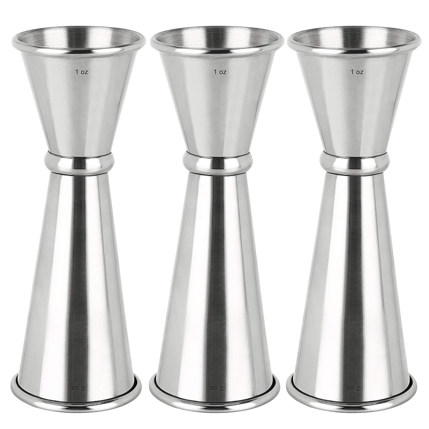 3PCS Double Jigger & Cocktail Jiggers Stainless Steel 1 OZ X 2 OZ Alcohol Measuring Tools