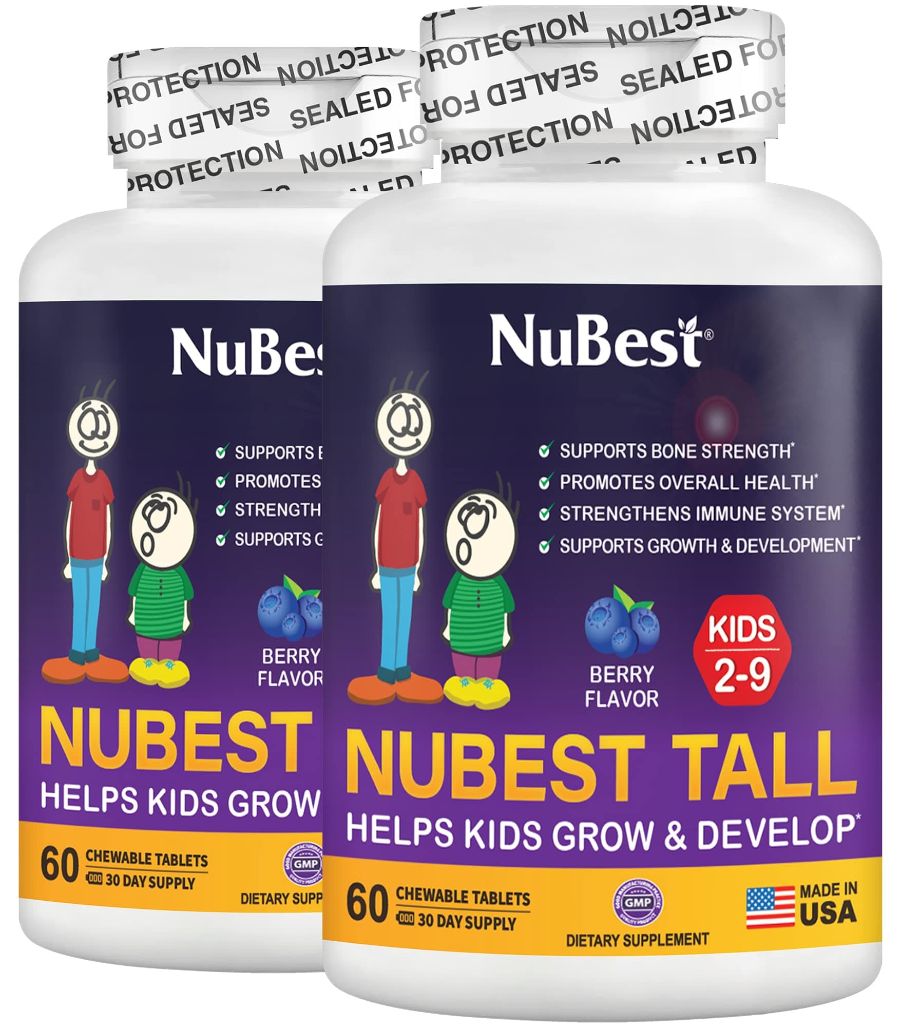NuBest Tall for Children Age 2-9 - Advance Bone Strength & Develop (Pack 2-120 Count - Type: 60 Count/Bottle)