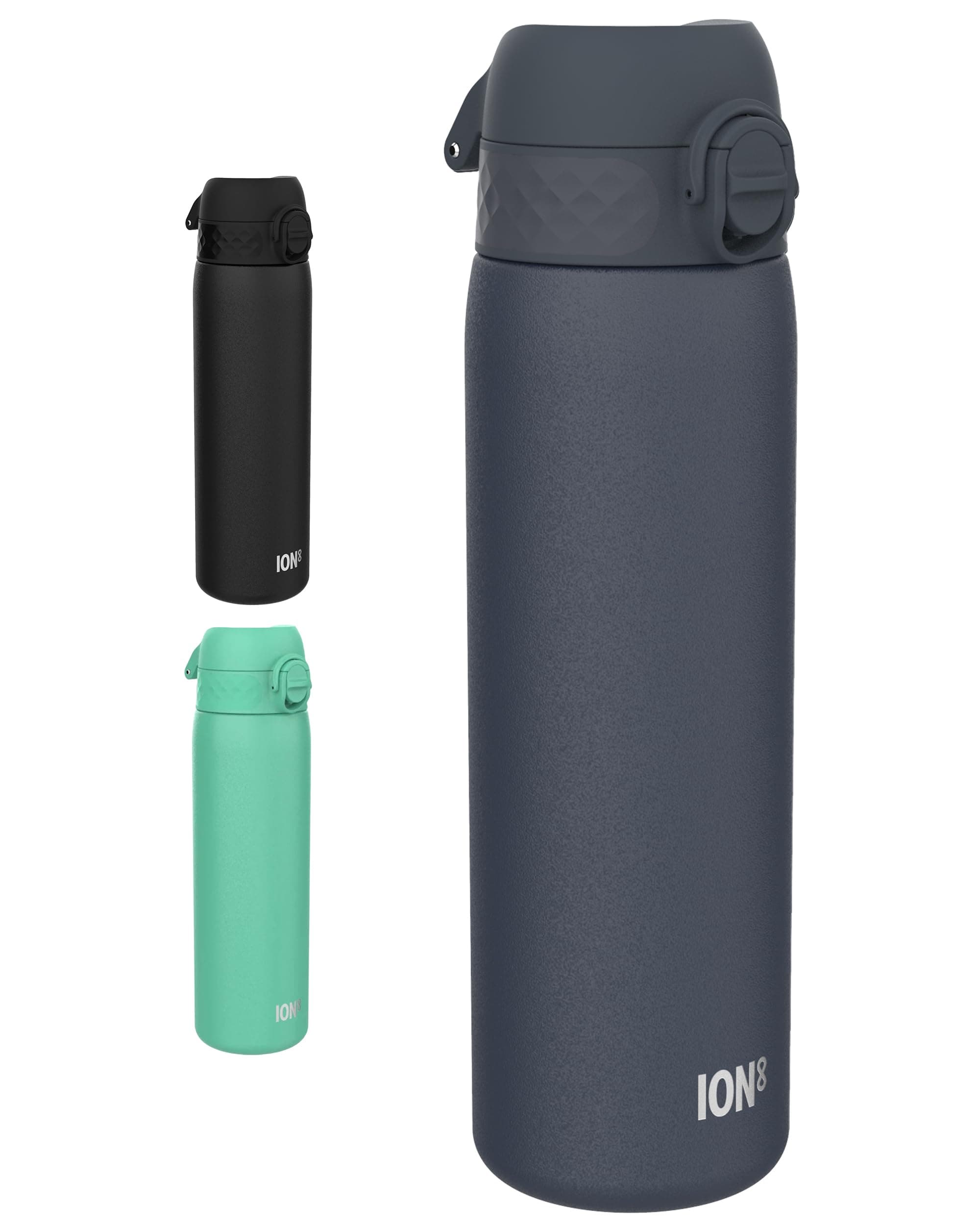 Ion8 Leak Proof Slim Water Bottle, Stainless Steel, 600ml (20oz)