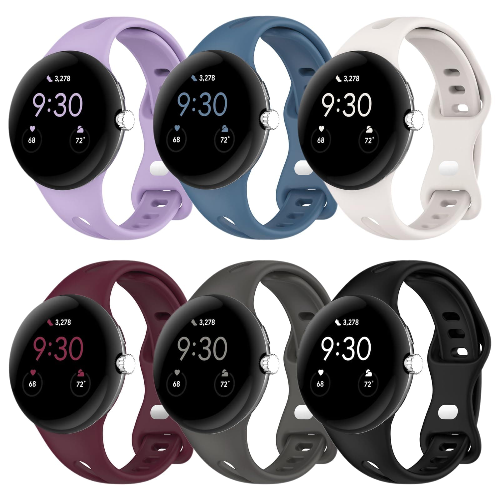 Slim Bands Compatible with Google Pixel Watch 3 (41mm)/Pixel Watch 2 1, Adjustable Breathable Soft Silicone Sport Replacement Watch Band Straps Wristbands Bracelet for Google Pixel Watch