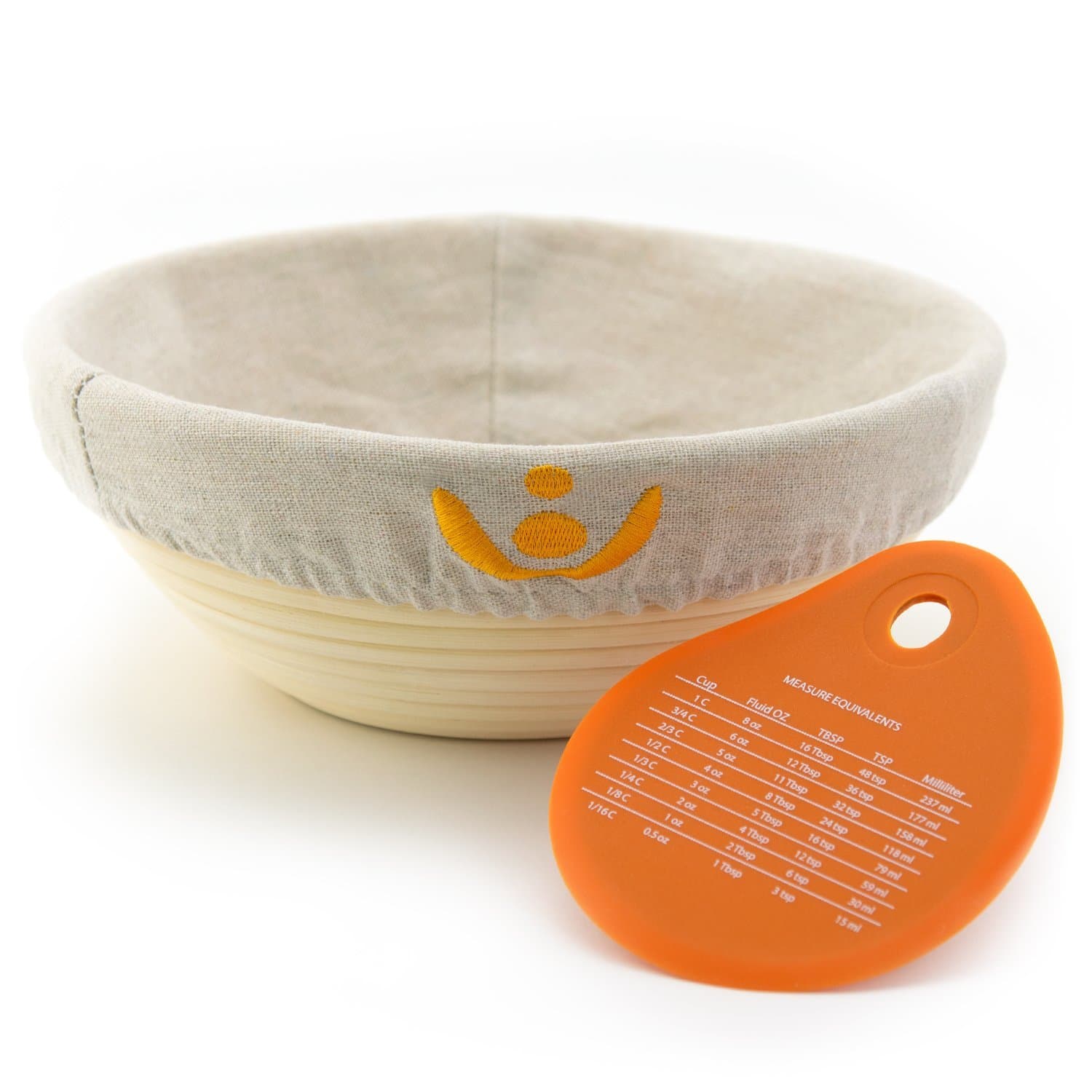 9 inch Banneton Bread Proofing Basket, Sourdough Brotform Natural Rattan Basket for Bread Baking - Includes Cloth Liner & Premium Dough Scraper