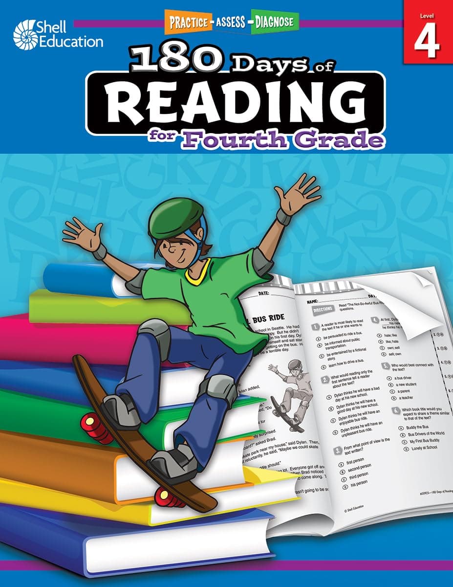 180 Days™: Reading for 4th Grade Practice Workbook for Classroom and Home, Cool and Fun Practice Created by Teachers