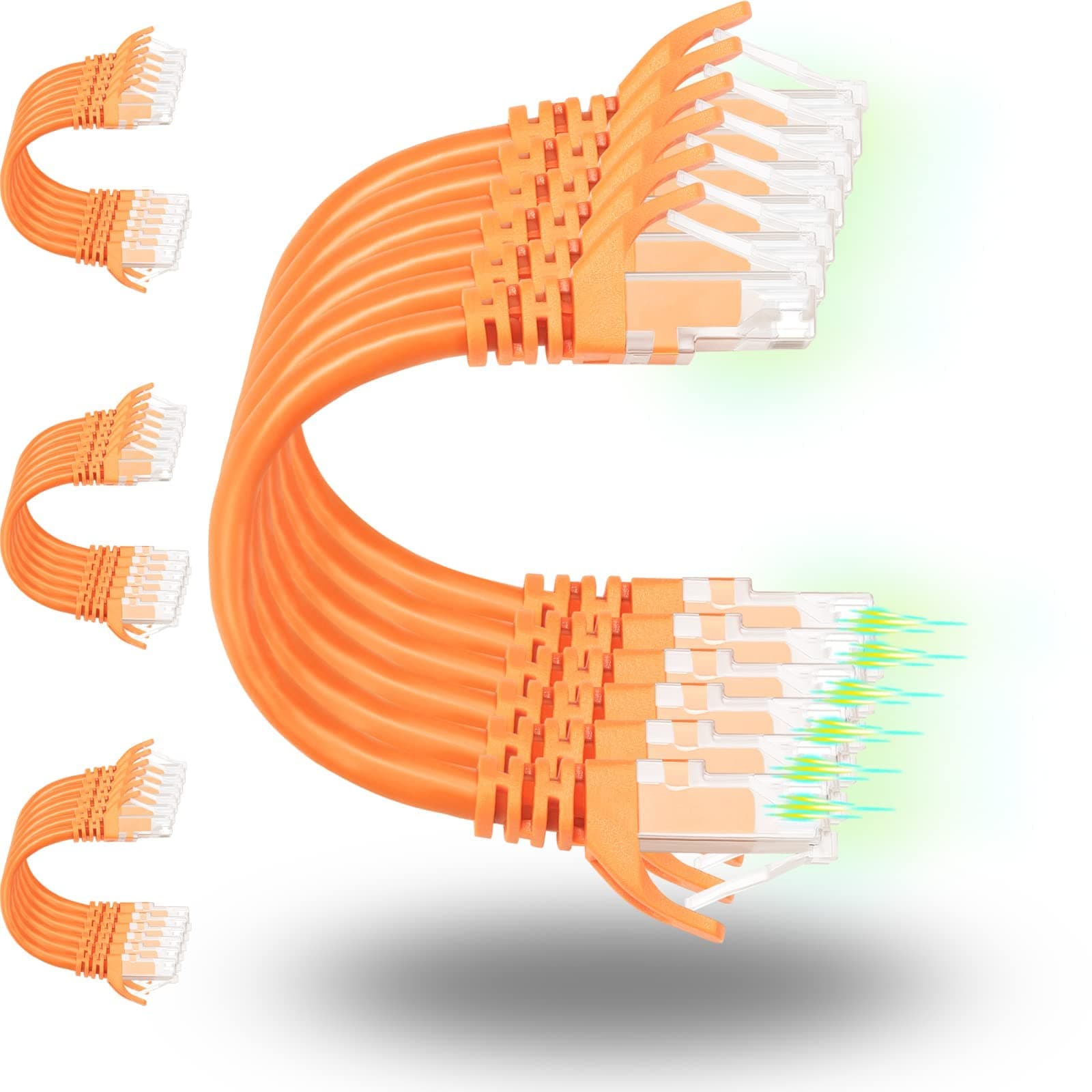 Rapink Patch Cables Cat6 1ft (24 Pack) Ethernet Patch Cable, 10G Support, Cat 6 Patch Cable, Patch Panel to Switch, Flexible Cat 6 Ethernet Cable, Gold Plated Orange