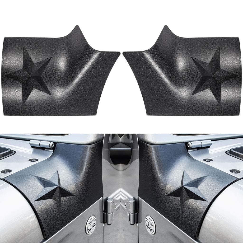 Updated Version Cowl Body Armor Outer Cowling Corner Guards Compatible with Wrangler JL Off Road Sport Exterior Black Army Star