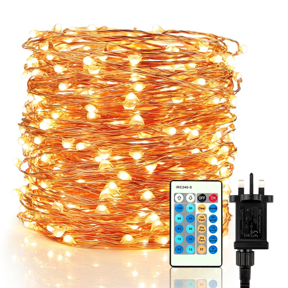 Fairy Lights Plug in Mains Powered with Remote, 30M 300 LEDs Waterproof Copper Wire String Lights,Dimmable Remote Control Starry Fairy Lights for Bedroom, Camping DIY Wedding Decoration Party