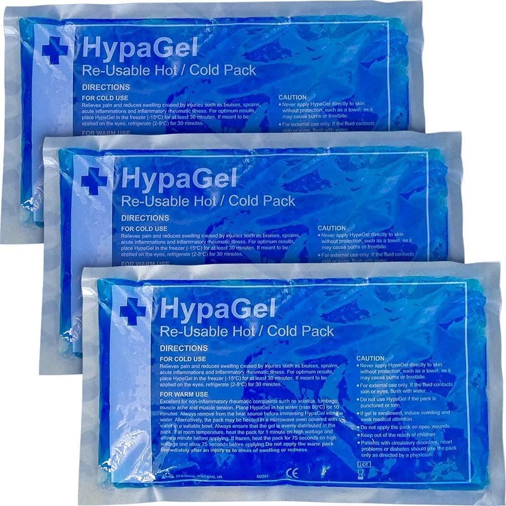 HypaGel Standard Reusable Hot/Cold Gel Therapy Pack, Pack of 3 - Freezable, Microwaveable for First Aid, Sports Injuries, Pain Relief