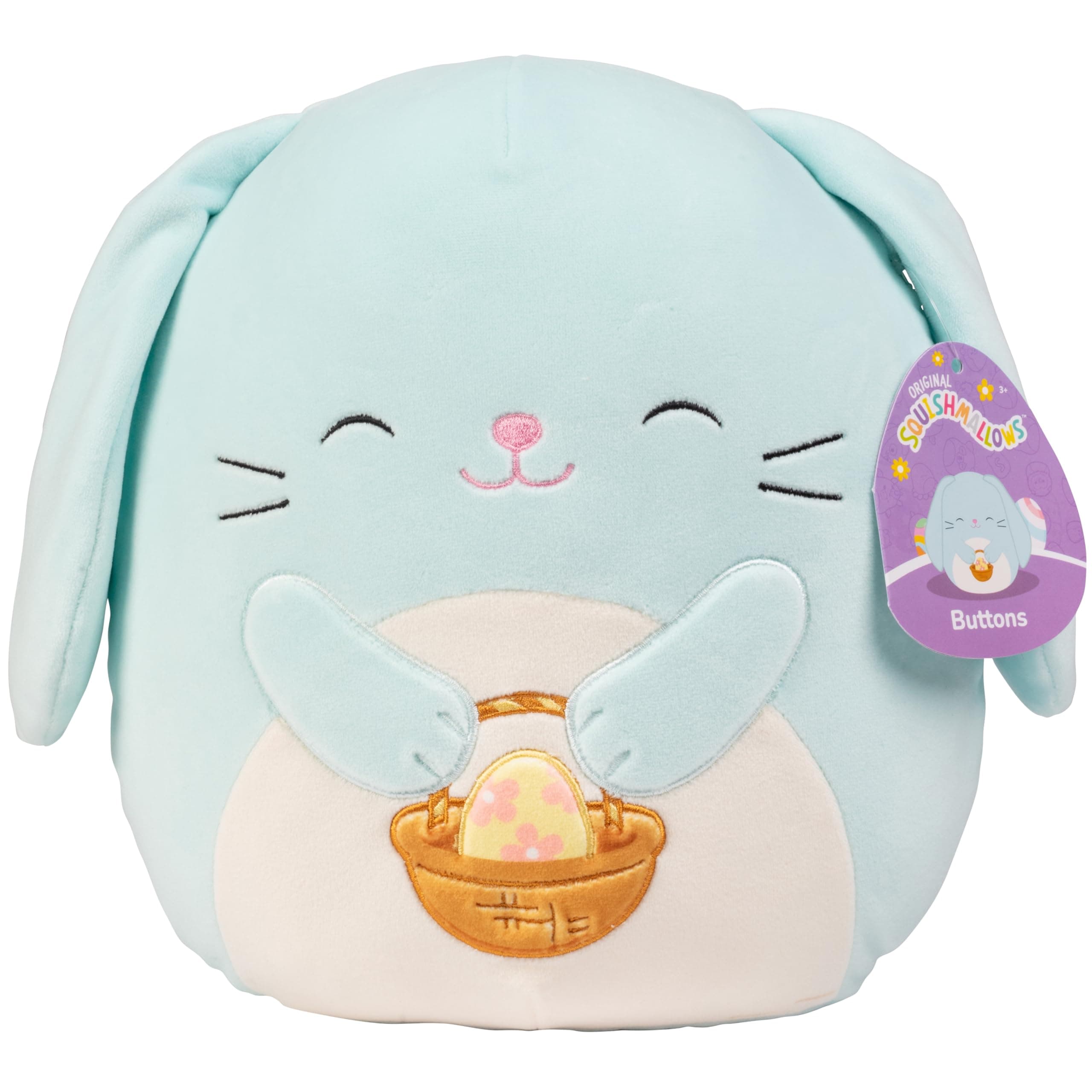 Squishmallows 10-Inch Buttons The Blue Bunny - Official Jazwares Plush - Collectible Cute Soft & Squishy Bunny Stuffed Animal Toy - Add to Your Squad - Gift for Kids, Girls & Boys