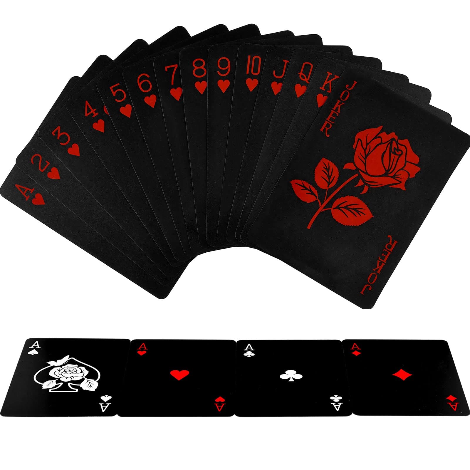 Joyoldelf Playing Cards, Waterproof Deck of Cards with Unique Pattern & Flower Backing, PVC Poker for Party, Game and Magic