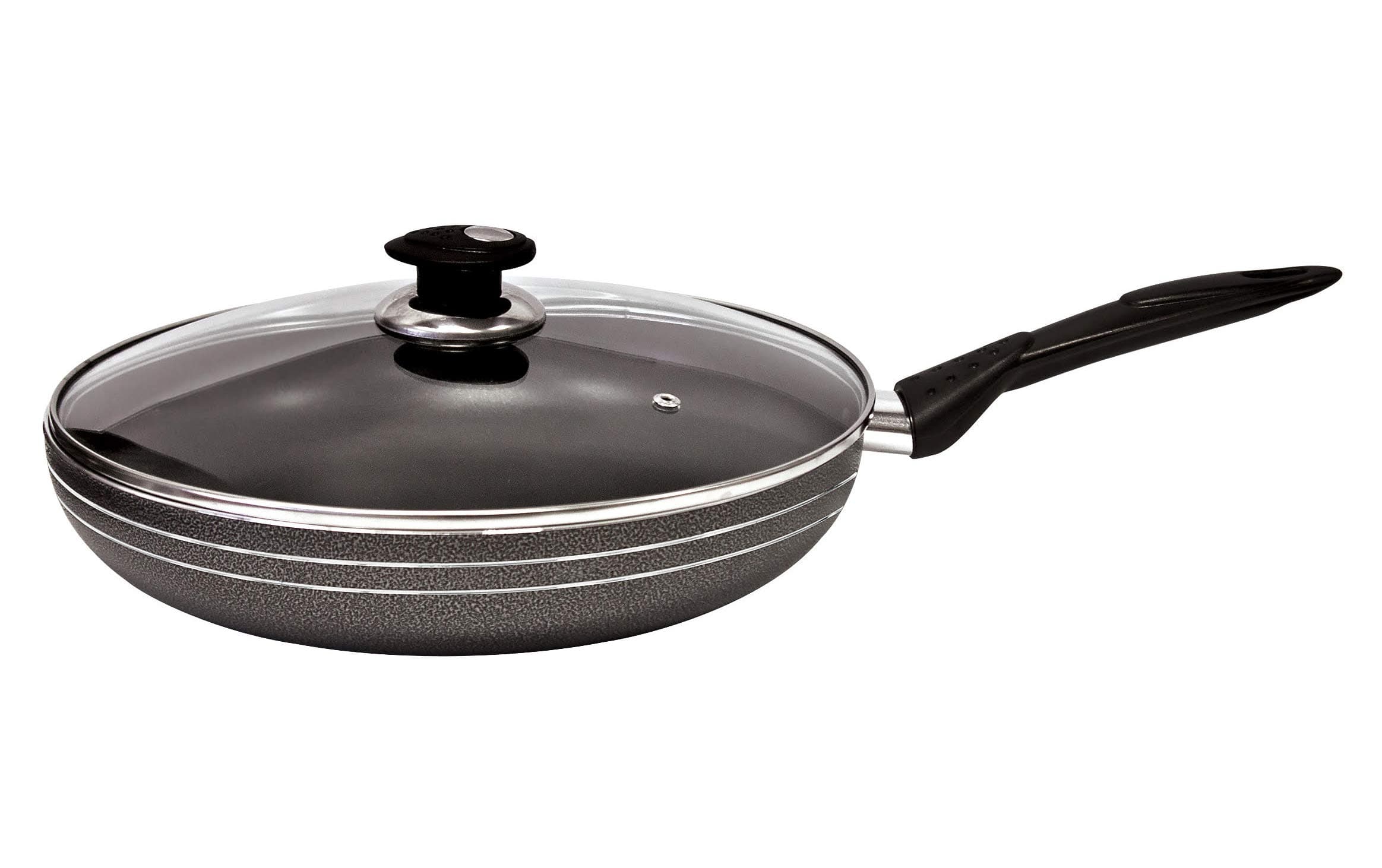 Stuffs DirectDyflon Non-Stick Coating Frying Pan with Glass Lid Suitable for Induction Hob (24 cm)