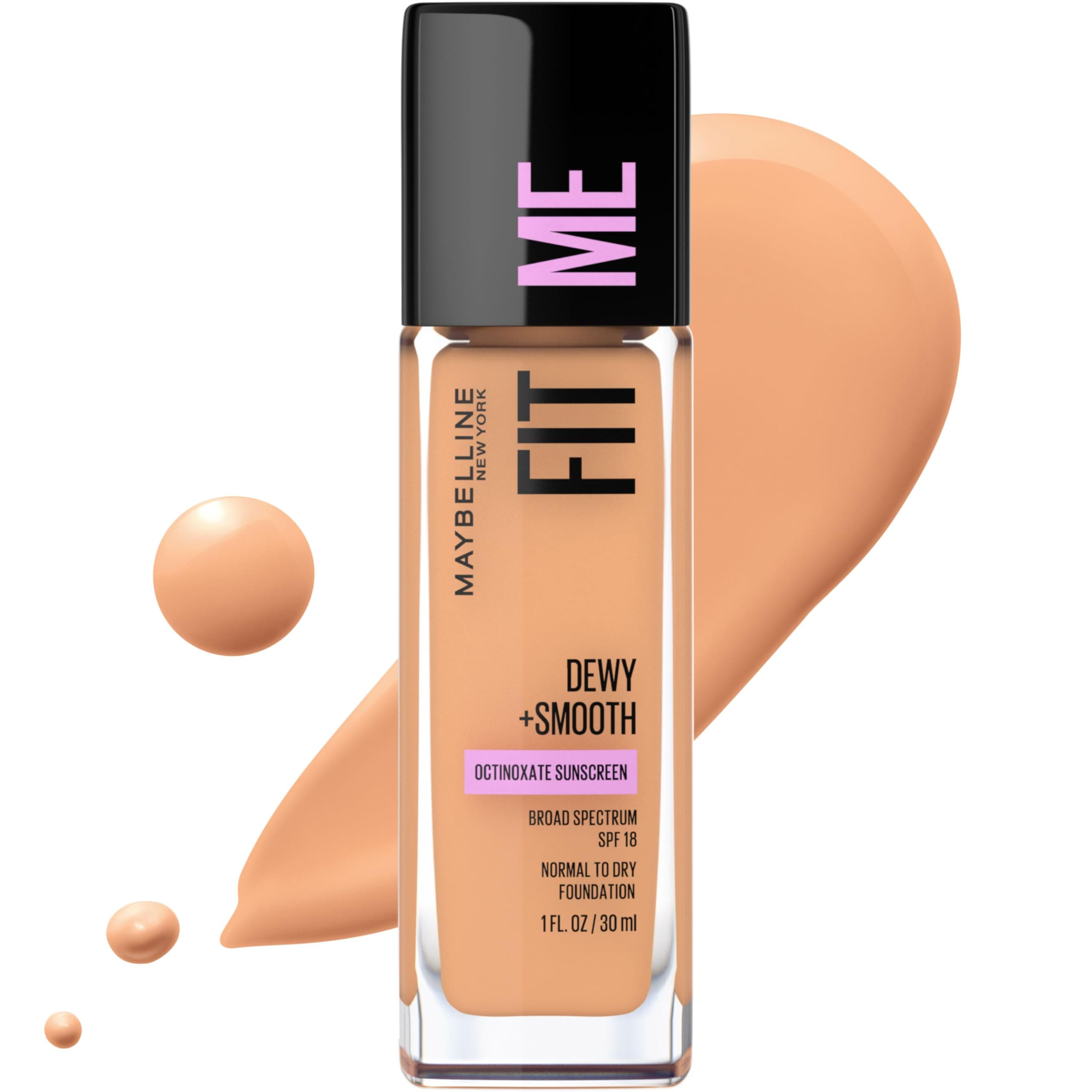 Maybelline New York Fits Me! Foundation, 310 Day Beige, SPF 18, 1.0 fl oz (Packaging May Vary) 1 Count Sun Beige Maybelline Fit Me Dewey + Smooth Foundation, Sun Beige, 1 FL. Oz (Packaging May Vary)