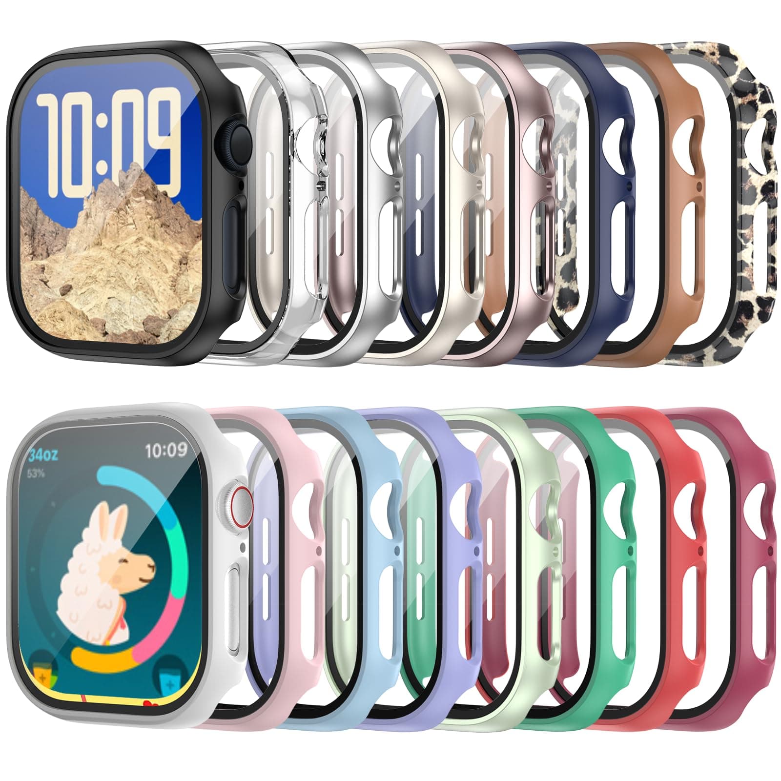 COMMUTER 16 Pack Cases for Apple Watch Series 11/10 46mm Screen Protector, (2025 New) Hard PC Ultra-Thin Protective Face Cover Built-in Tempered Glass Film for iWatch 11/10 46mm