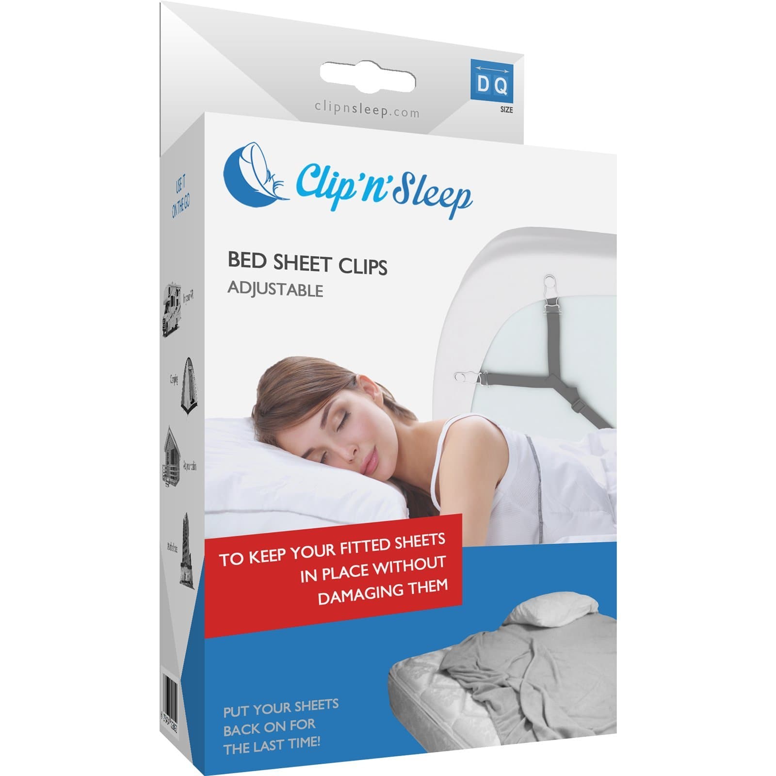 EZNovation Clip'n'Sleep - Bed Sheets Clips Grippers Fasteners Suspenders Elastic Adjustable (King)