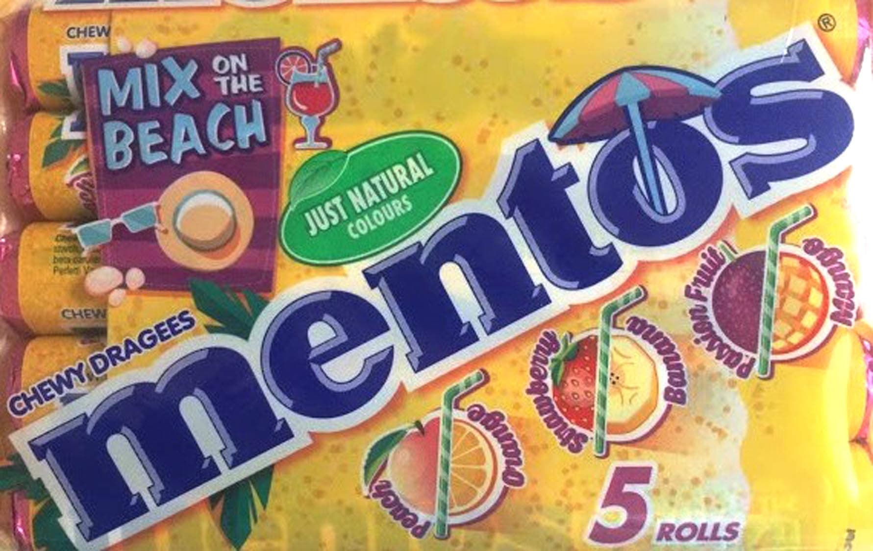 mentos Mix on The Beach Chewy Fruit Flavoured Sweets (5x37.5=190g)