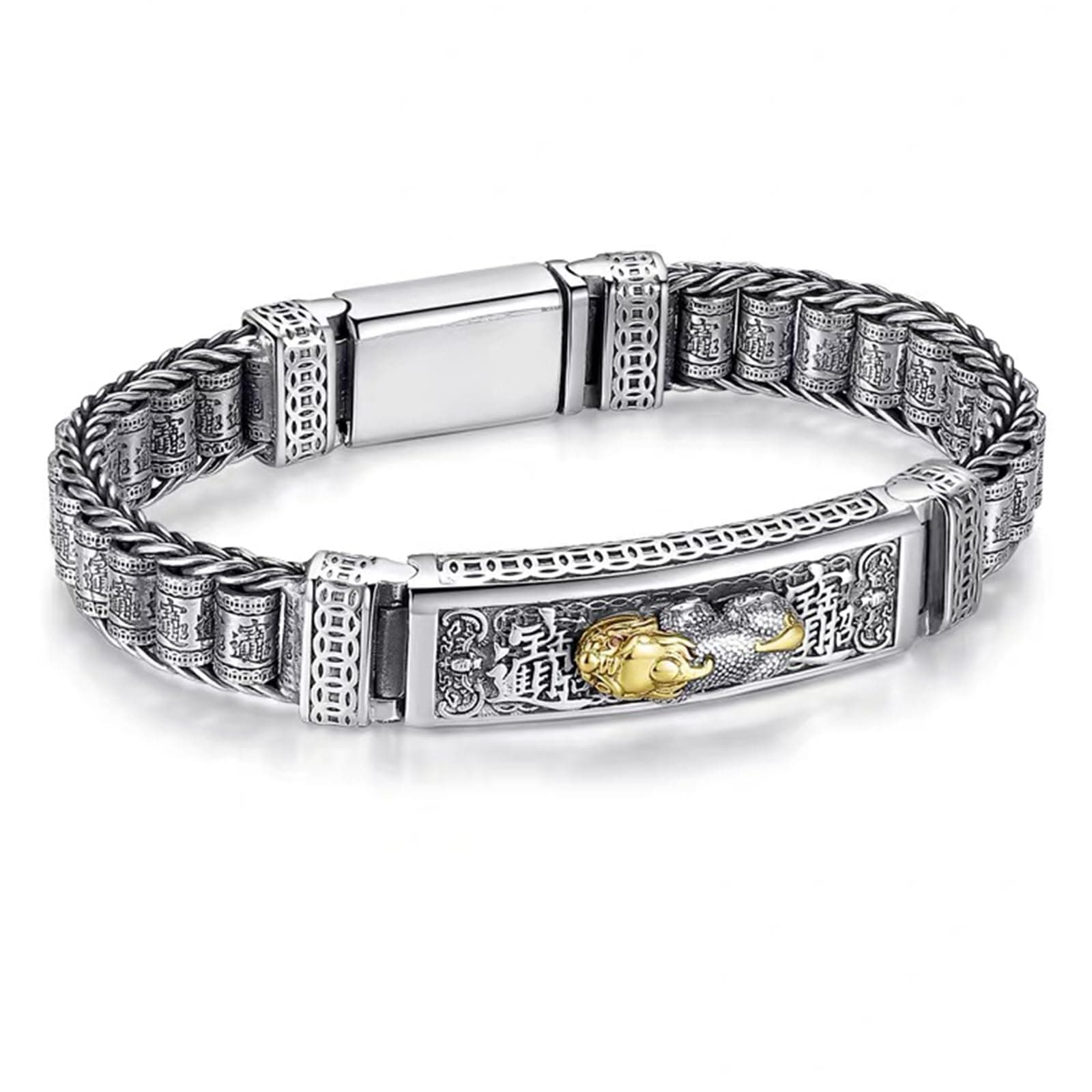 Glowave 999 Sterling Silver Feng Shui Pixiu Bracelet, Fortune Protection Bangle, Wealth Pixiu Lucky Bracelet, Pixiu Bangle Bracelet For Women Men Gift
