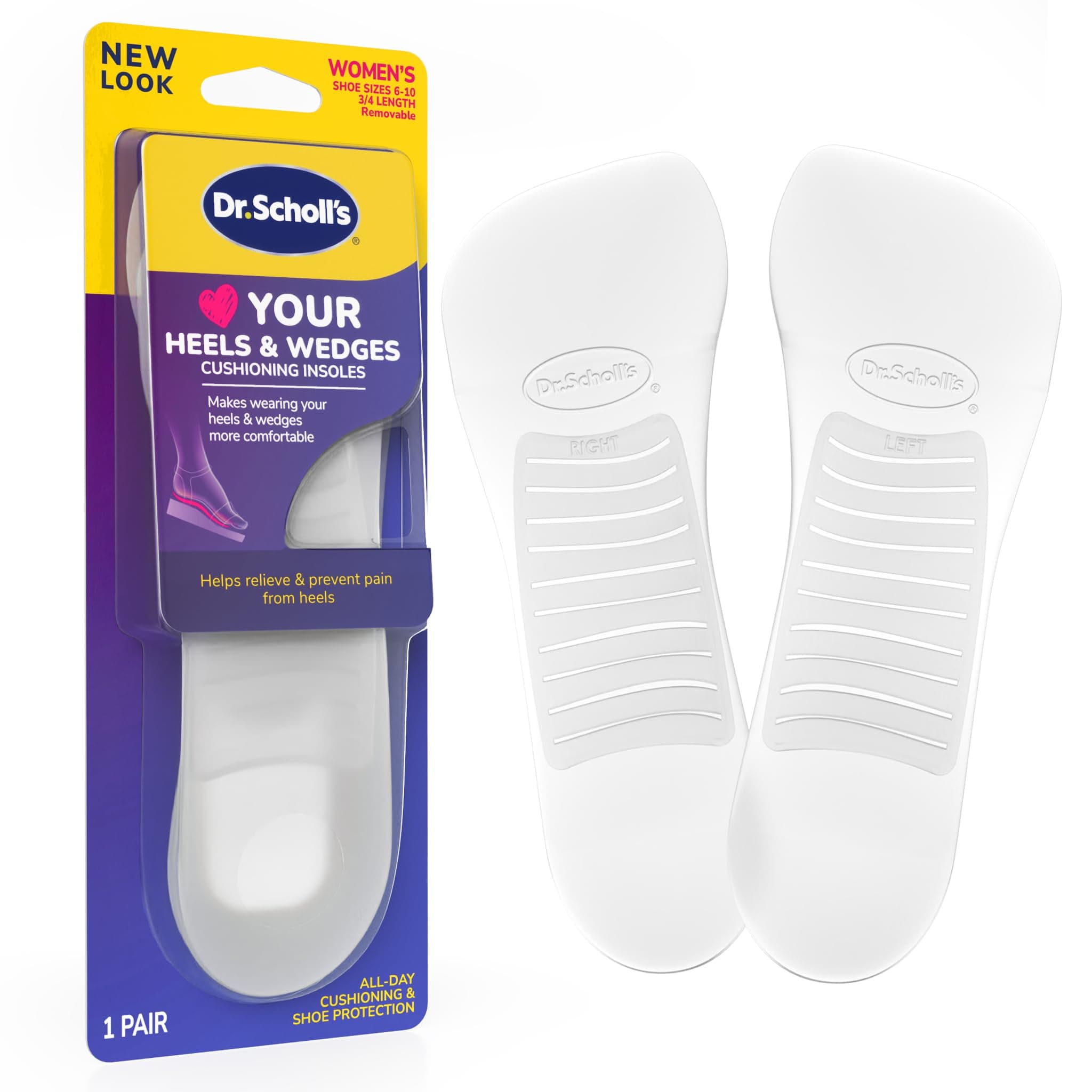 Dr. Scholl's Cushioning Insoles for Everyday Flats, Low Heels, Dress Shoes, Casual Shoes, Boots (for Women's 6-10), New