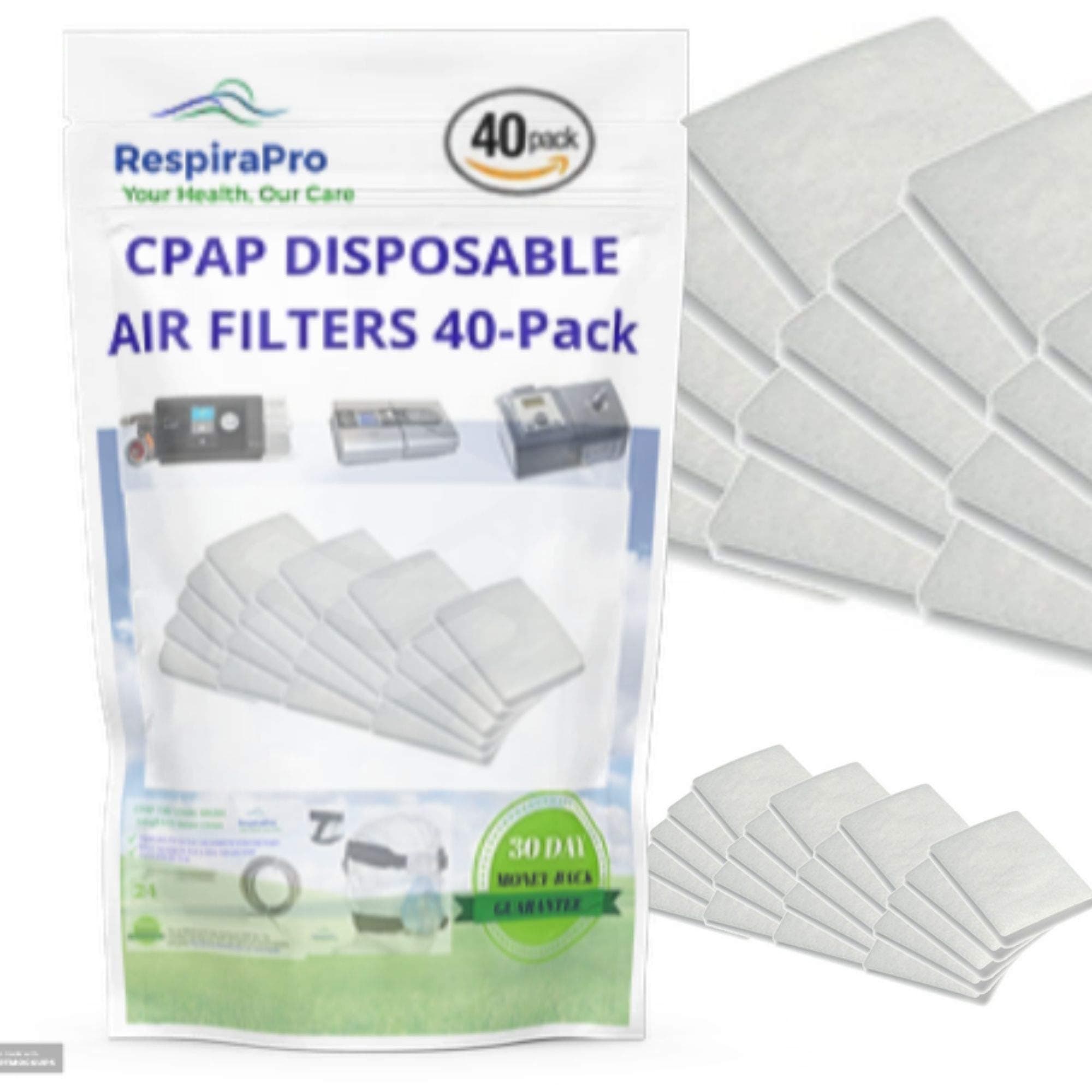 Disposable CPAP Air Filter - 40 Pack Universal Filters Standard CPAP Supplies for ResMed AirSense 10, AirCurve 10 and S9 Series CPAP & BiPAP Machines