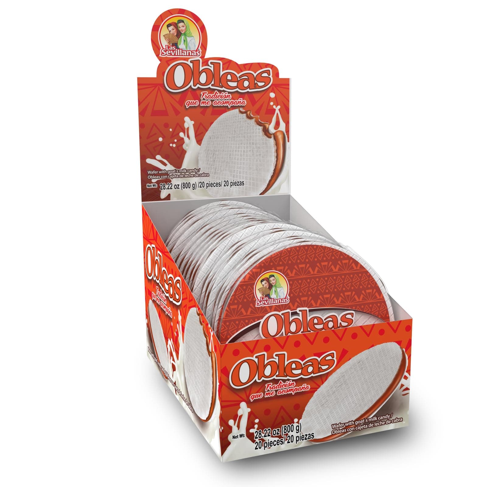 Obleas with Cajeta Family Display pack 20 pieces Las Sevillanas