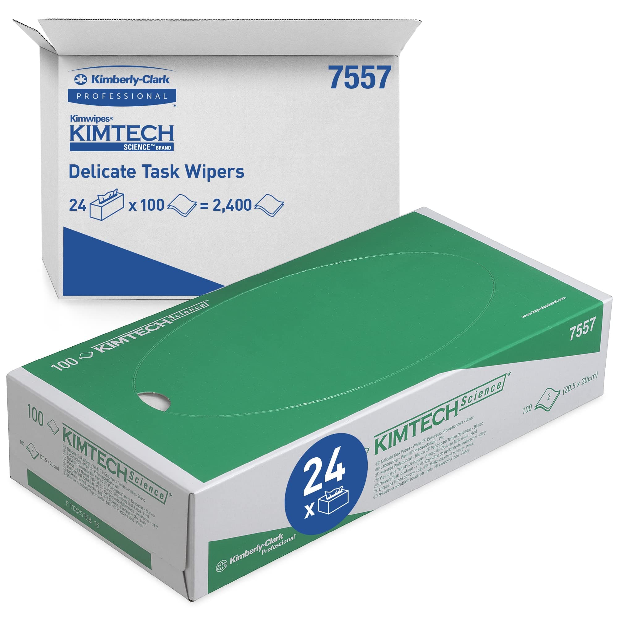 Science Precision Wipes 7557 - 24 cartons x 100 sheets, 2 ply, white
