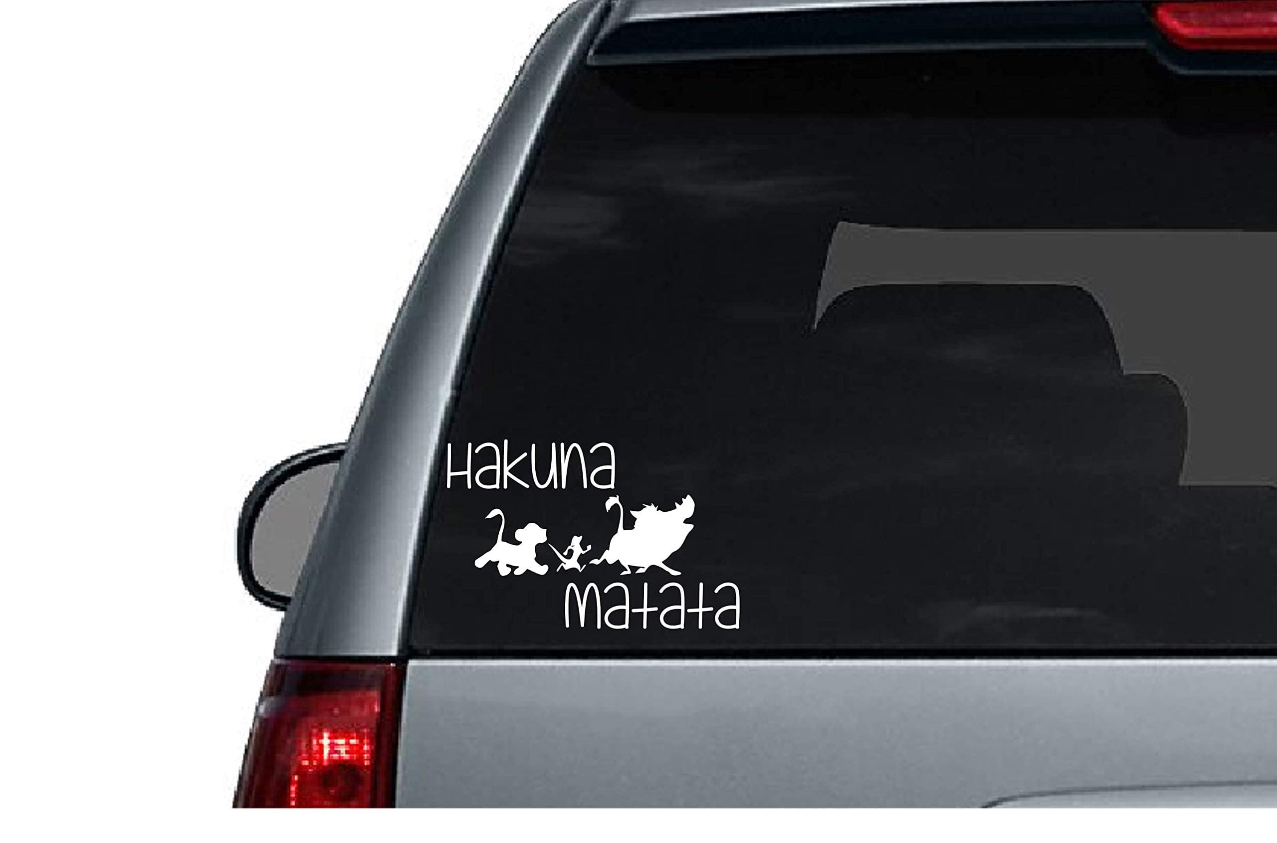 Hakuna Matata Disney Lion King Simba Pumba Timon Africa Pride Lands White Car Decal Vinyl Bumper Sticker Automobile Accessory
