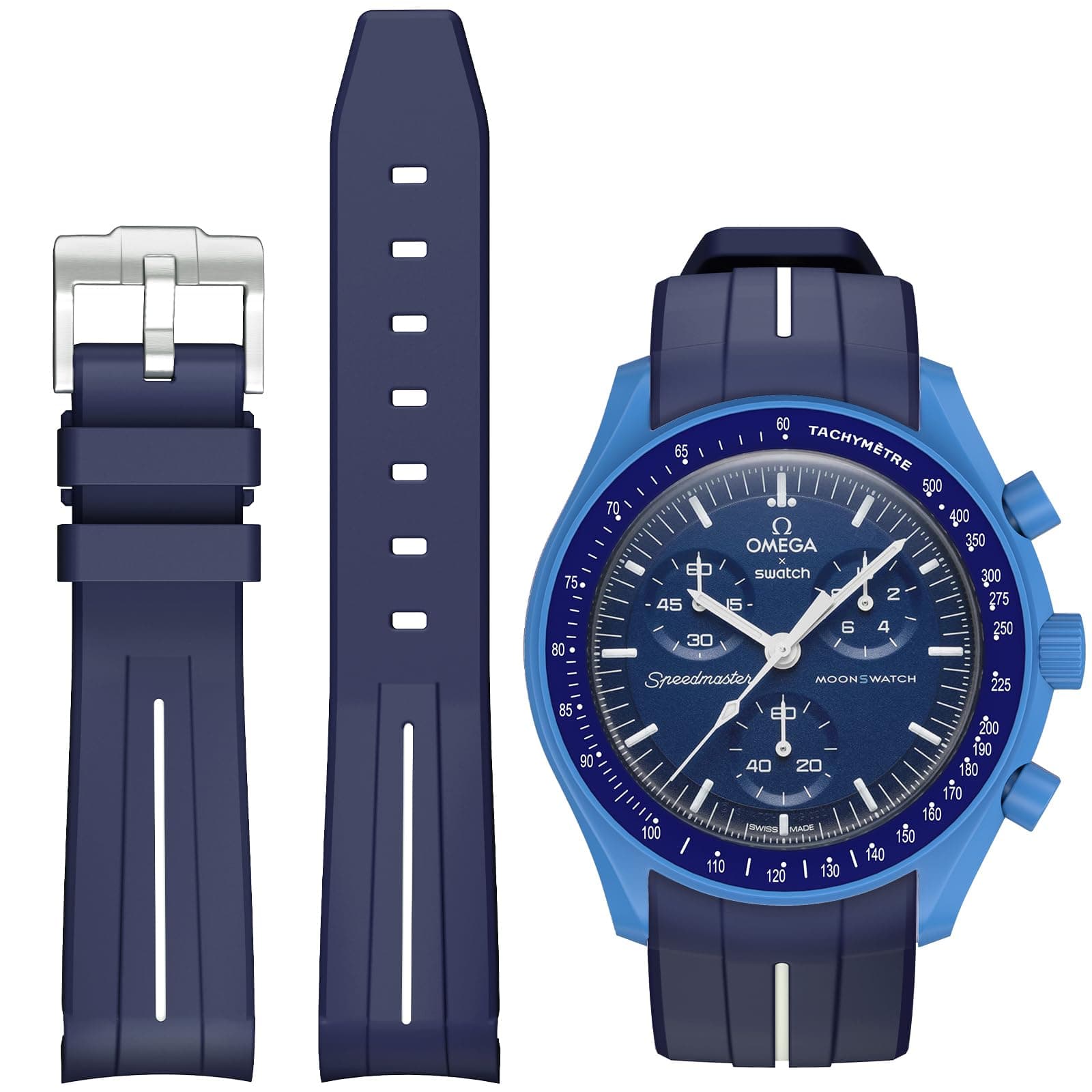 Strap for Omega x Swatch MoonSwatch Watch 20mm,Soft Rubber Omega X Swatch Moonswatch Speedmaster Replacement Strap,Curved No Gap Moonswatch Swatch strap for Men Women