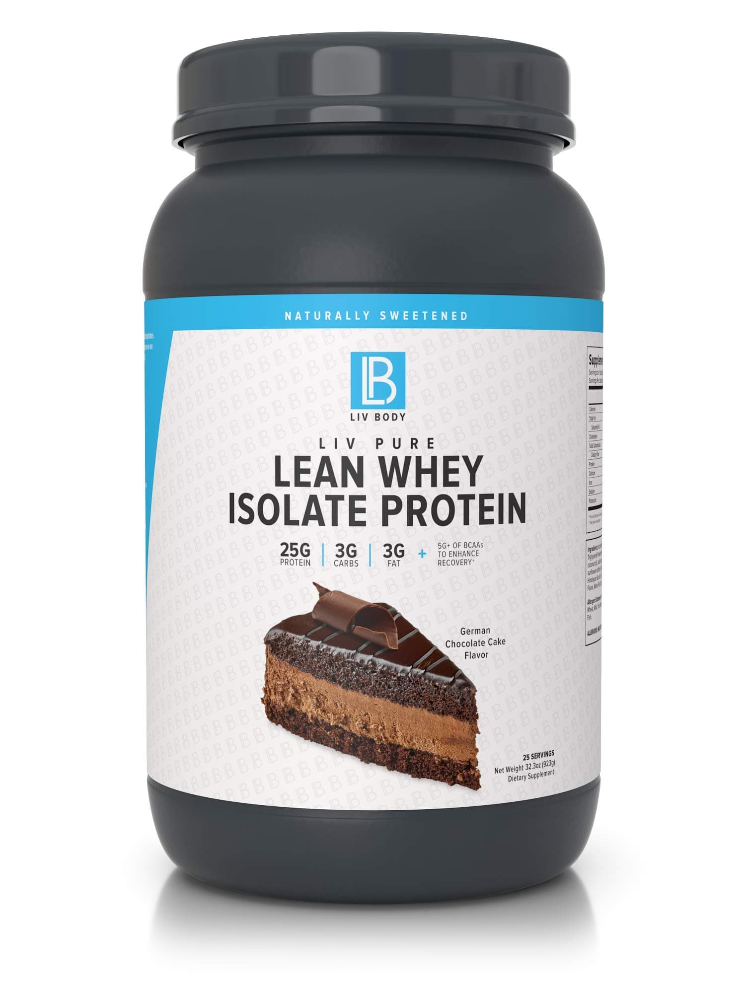 LIV Body | LIV Pure Lean Whey Isolate Protein | Gluten + Lactose Free | No Artificial Sweeteners, Low Fat, Low Carbs, 25g of Protein, Hormone Free, Gluten Free, Soy Free (German Chocolate Cake) …