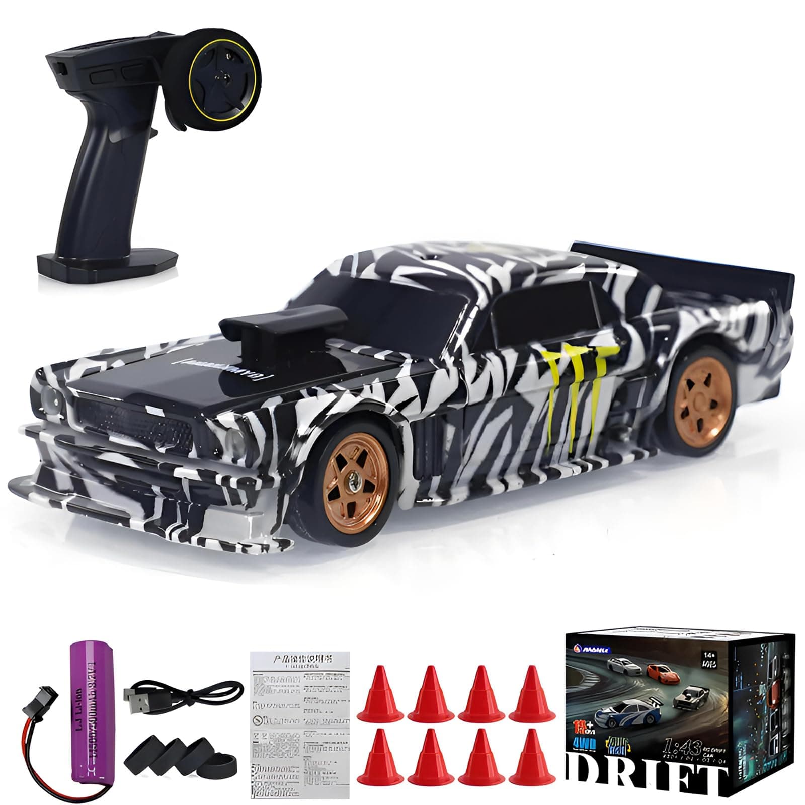 Remote Control Car, 2.4GHz High Speed 15KM/H RC Cars Toys,1/43 Scale Mini RC Drift Car, RTR Mini Racing Vehicle for Adults - Indoor/Outdoor Use (4301 1Battery Box)