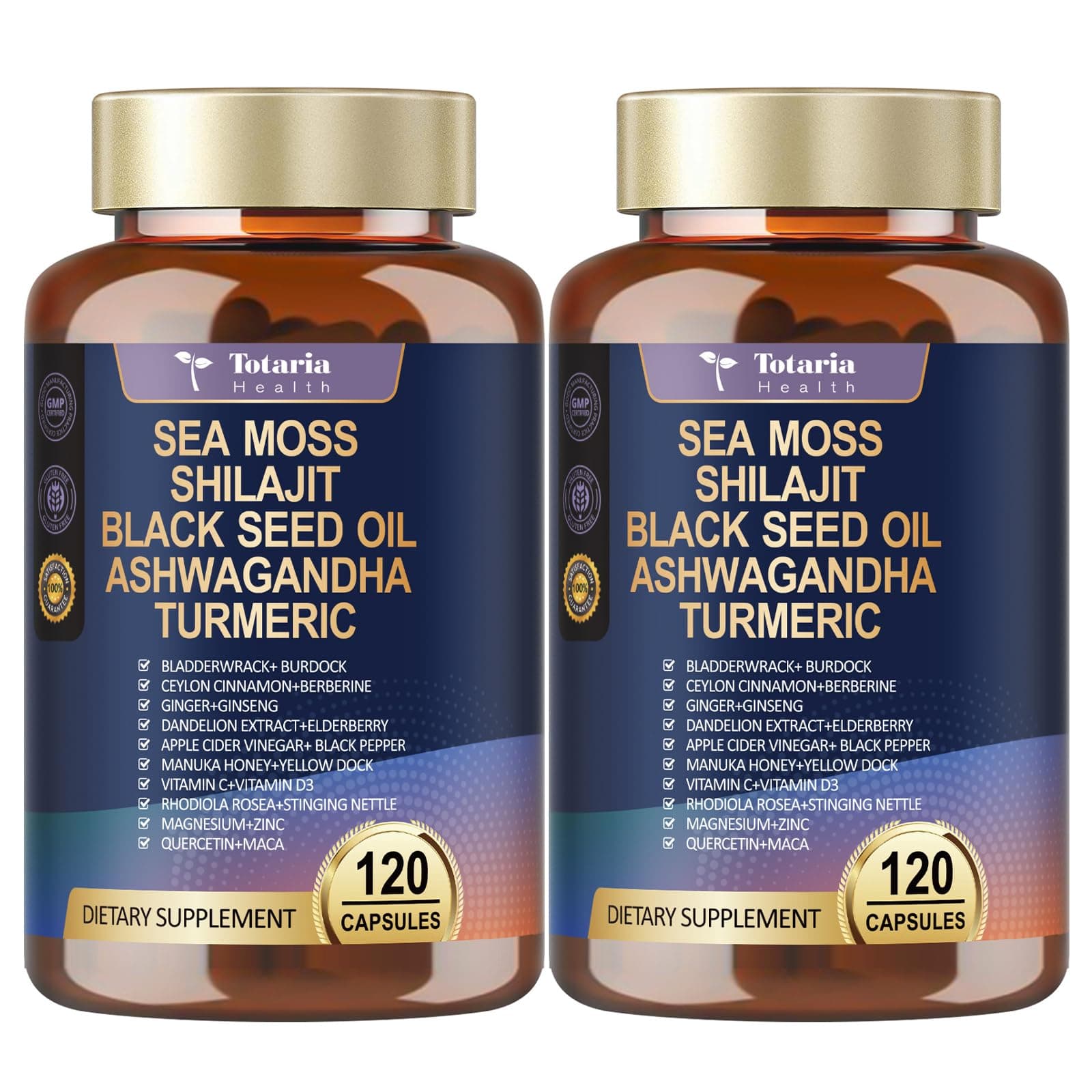 25-in-1 Sea Moss Capsules, 120 Capsules per Bottle, 2 Bottles