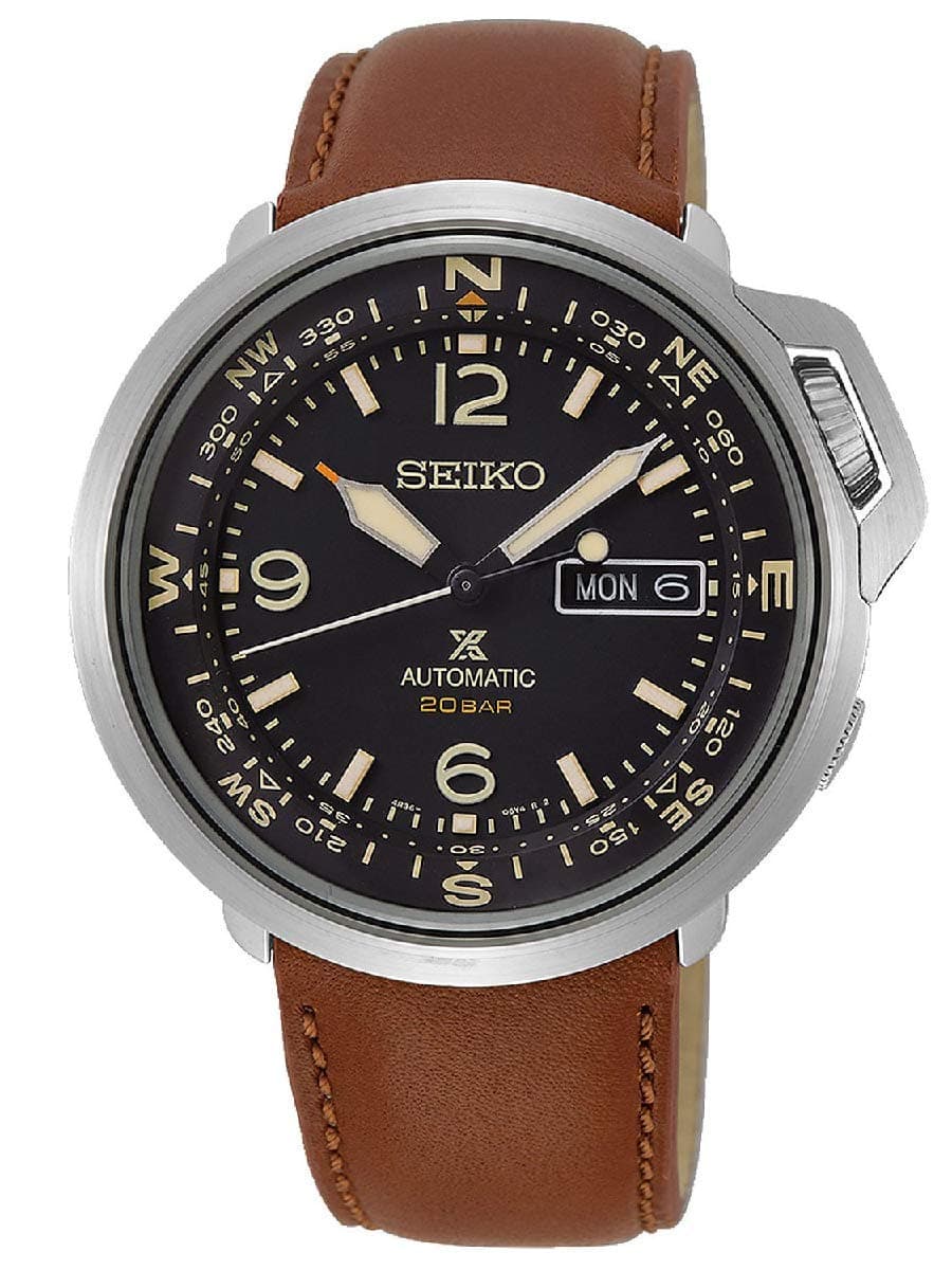 SEIKO Prospex Automatic 20 Bar Land Series Compass Brown Leather Sports Watch SRPD31K1