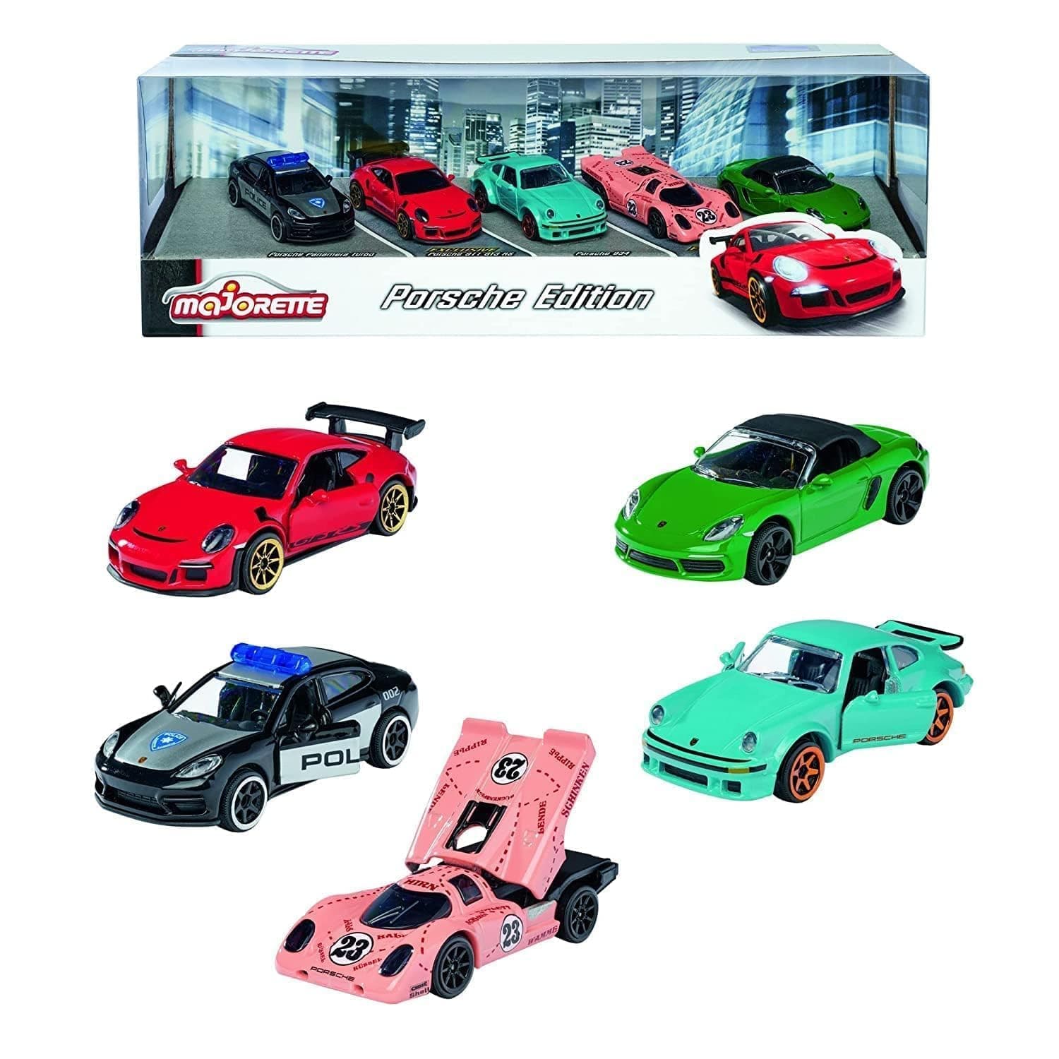 Smoby Majorette Porsche Gift Set With Colorful Racing Toy Cars With Rotating Wheels Features, Die Cast Vehicle, Scale 1:64, For Car Fans&Collector For 3+ Years Girls, Boys, Kids, Multicolor