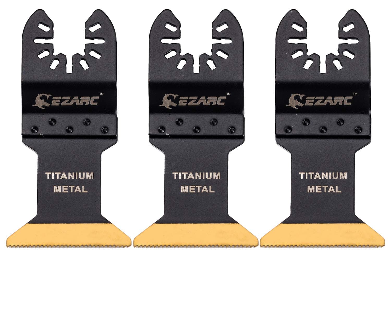 EZARC Titanium Oscillating Tool Blades, Oscillating Multitool Blades for Metal, Wood Nails, Screws Cutting, Plastic, 3 Pack