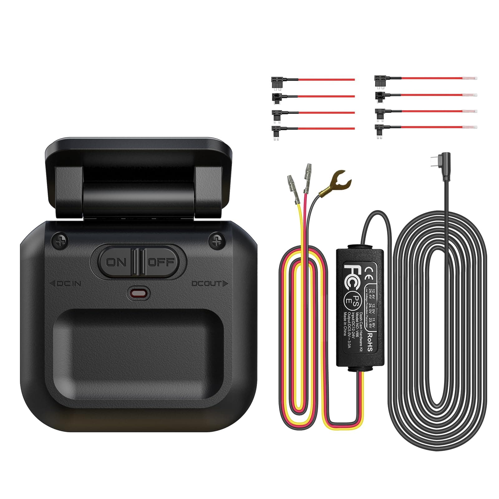 Type-C Hardwire Kit with Radar Detection, Suitable for HUPEJOS Dash Cam V7/V7PLUS/V8PLUS/V8Pro,12V-24V to 5V/2.5A, with Low Voltage Protection, 24-Hour Radar Detection Parking Monitoring