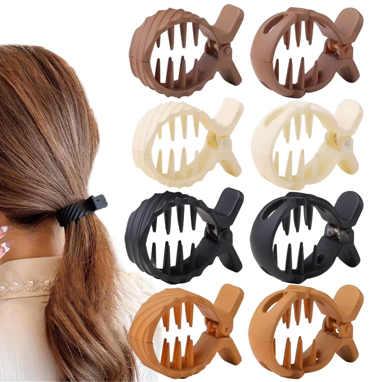 8PCS Large Matte Ponytail Buckle Hair Clip High Ponytail Claw Clip Nonslip Hair Accessories for Women Thick Hair