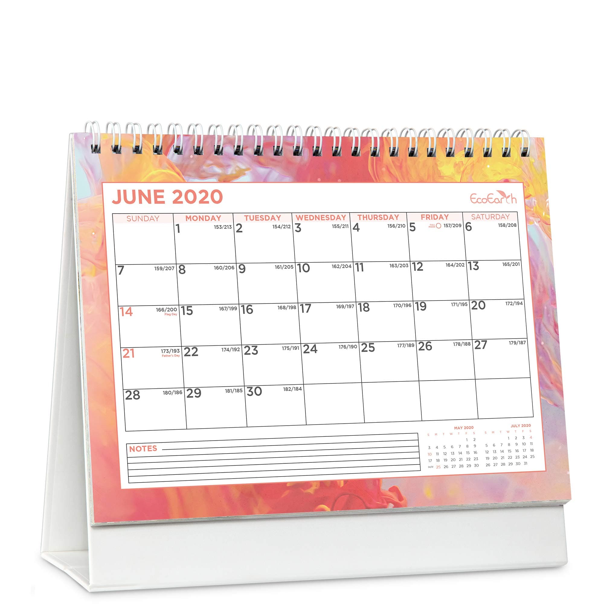 EcoEarth Biodegradable 8x6 Inch Standing Desk Calendar, 2020 Calendar Year Monthly Tent Style Flip Calendar, Chroma Art Design