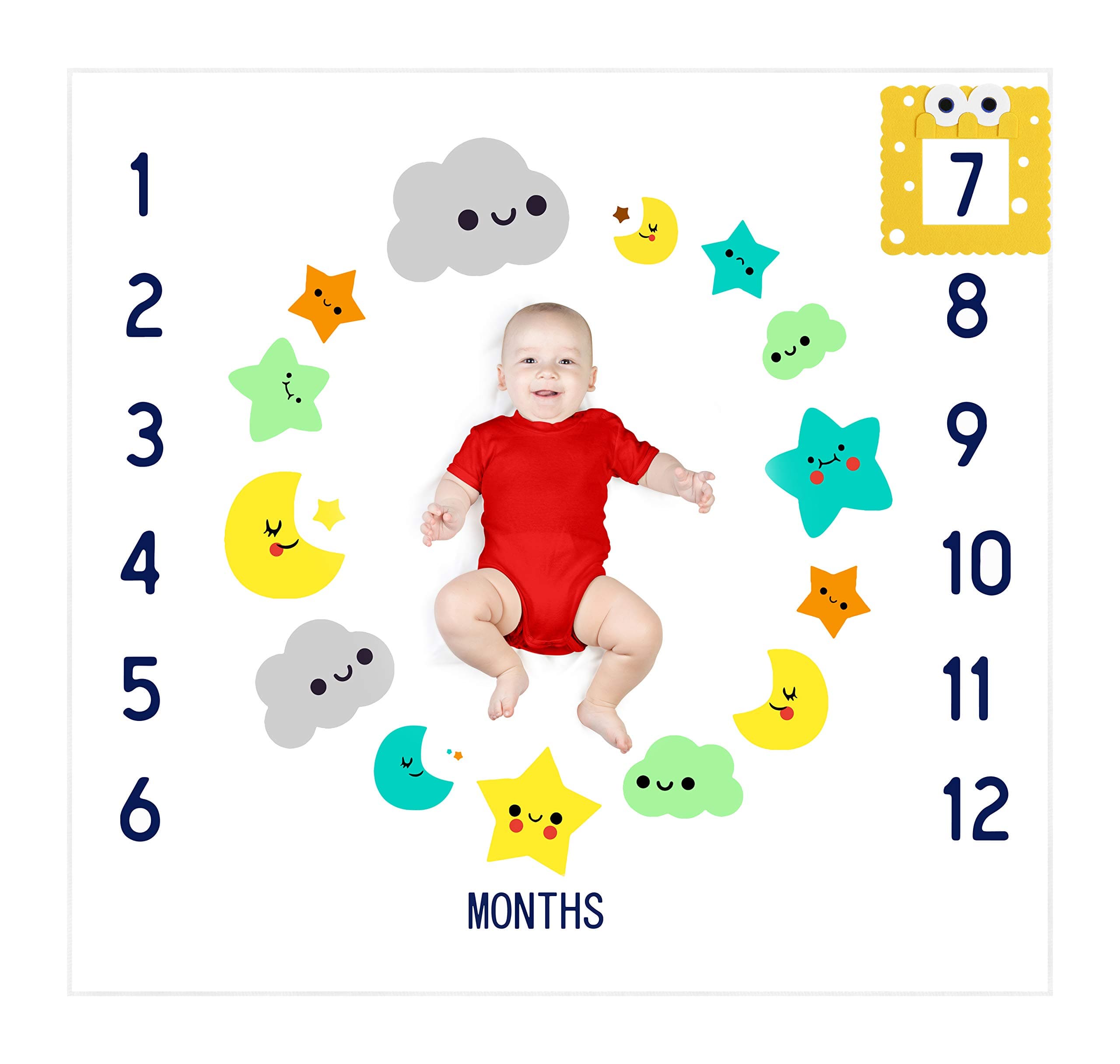 TINY ZONE Baby Milestone Blanket | Baby Monthly Milestone Blanket Backdrop Photo Prop for Newborn Baby Boy or Girl| Monthly Milestone Blanket | Month Blanket for Baby Pictures for New Mom.