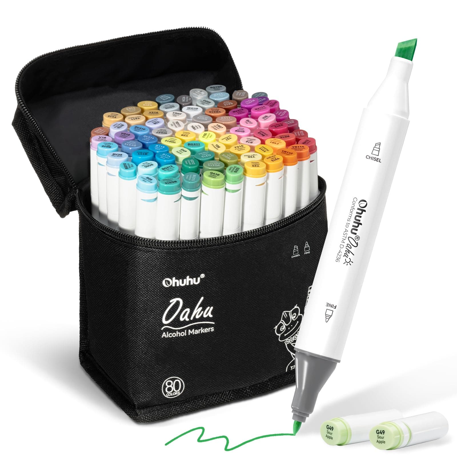 Ohuhu Marker Pens, 80 Colors, 81 Pcs, Thick Fine Tips, Illustration Markers, Comic Alcohol Pen, Art Supplies, Color Set, Oahu Series