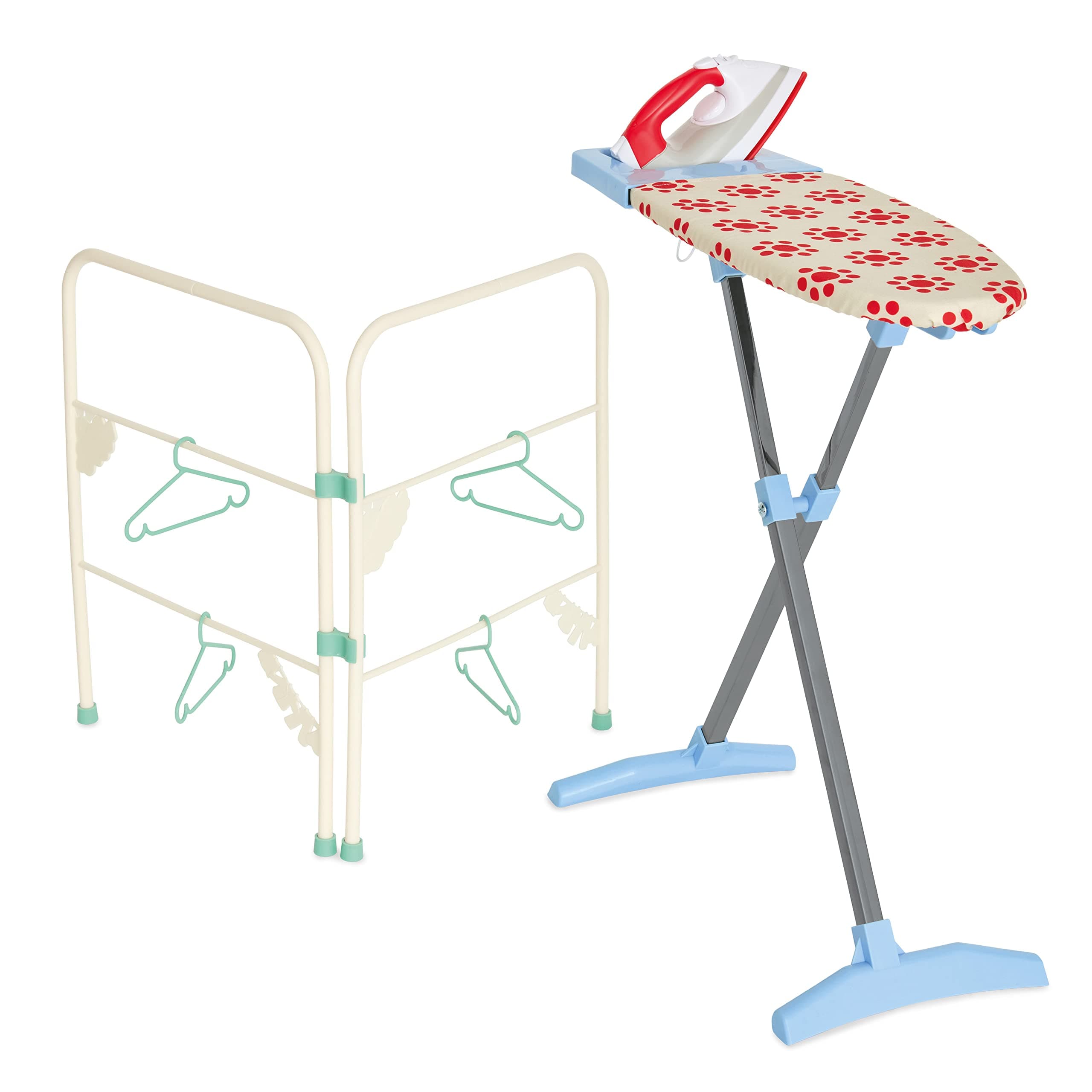 Ironing Set | Toy Ironing Board and Iron for Children Aged 3+ | Folding Clothes Airer and Hangers Included!