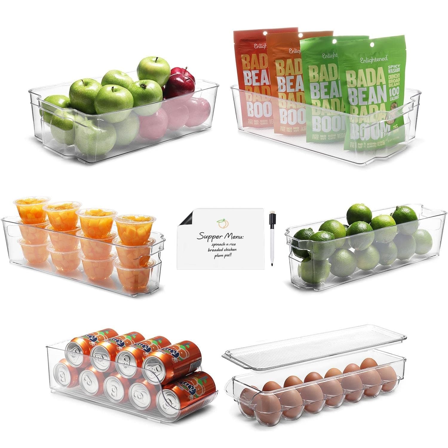 Etienne Alair Fridge Organizer Bins - Set of 9 Clear Bins for Refrigerator, Freezer, Kitchen Cabinets, Pantry, Storage Or Organization - Durable, Stackable Containers with Handles