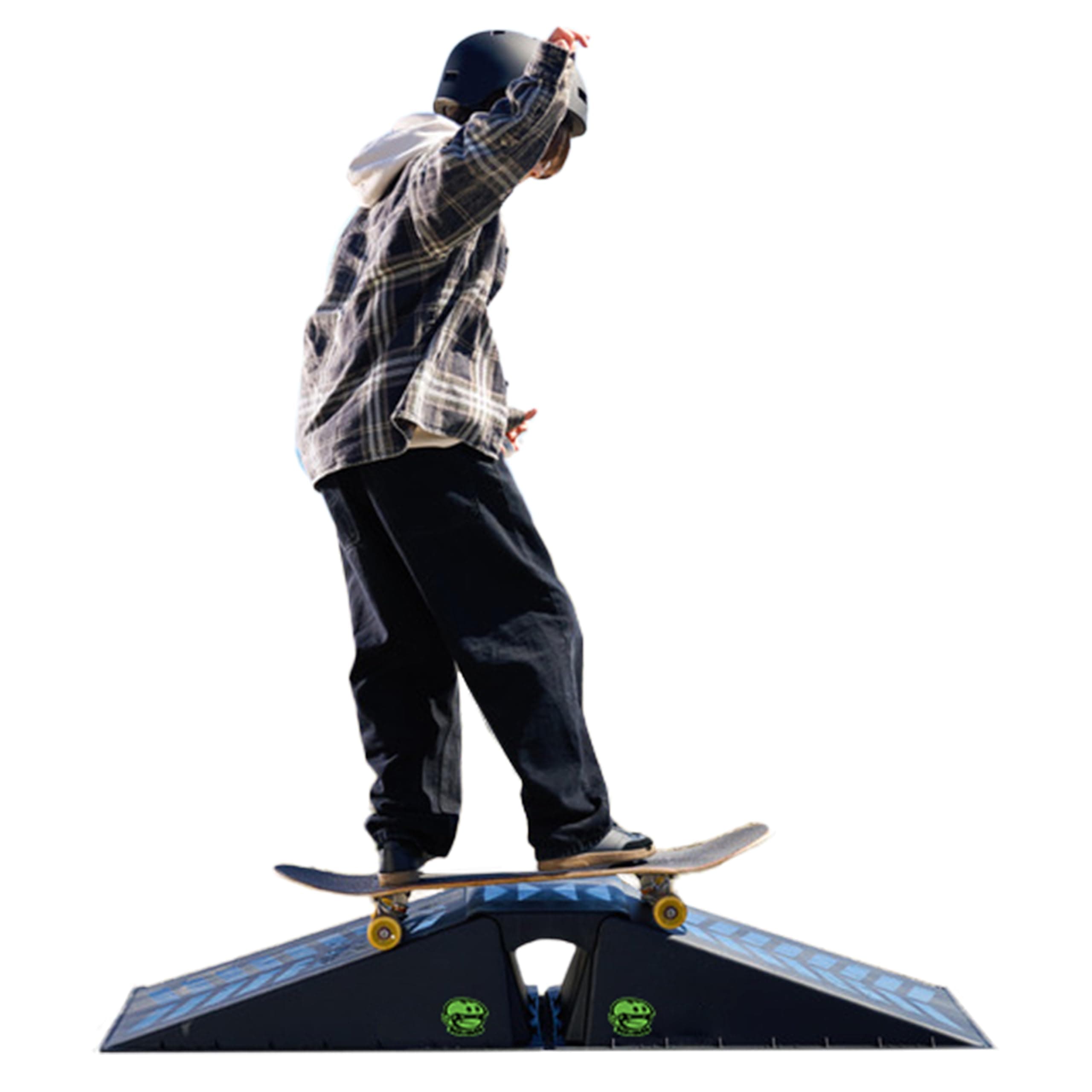 Ten-Eighty Micro Flybox Launch Ramp Set with 2 Connecting Ramps, Portable Skateboard, BMX Bike, Scooter, RC Car, Durable, Lightweight, Non-Slip Rubber Construction for Kids & Teens, Black - 56" Length