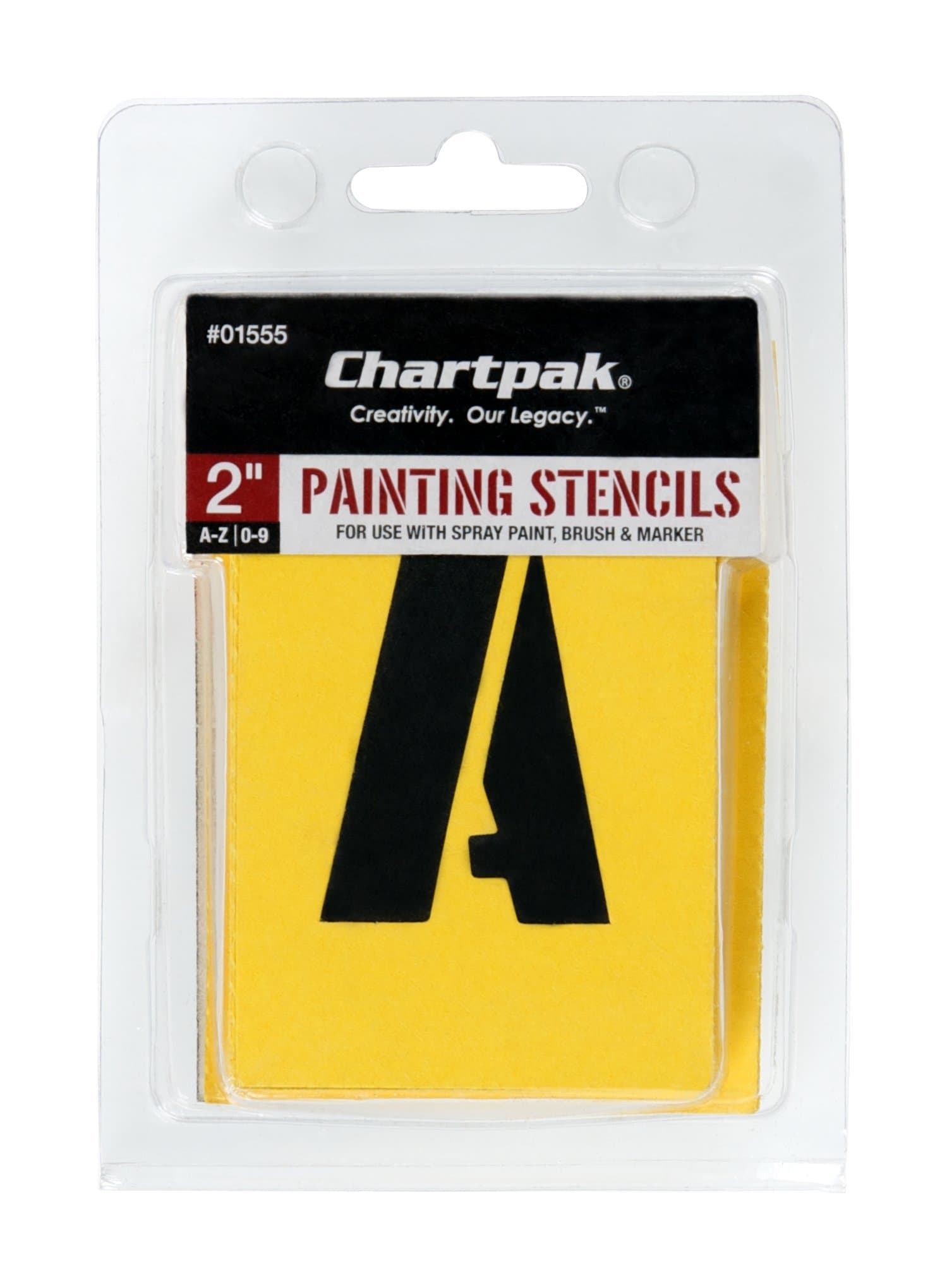 ChartpakCHA01555, Painting Letters/Numbers Stencils, 35 / Set, Yellow, 2 Inches