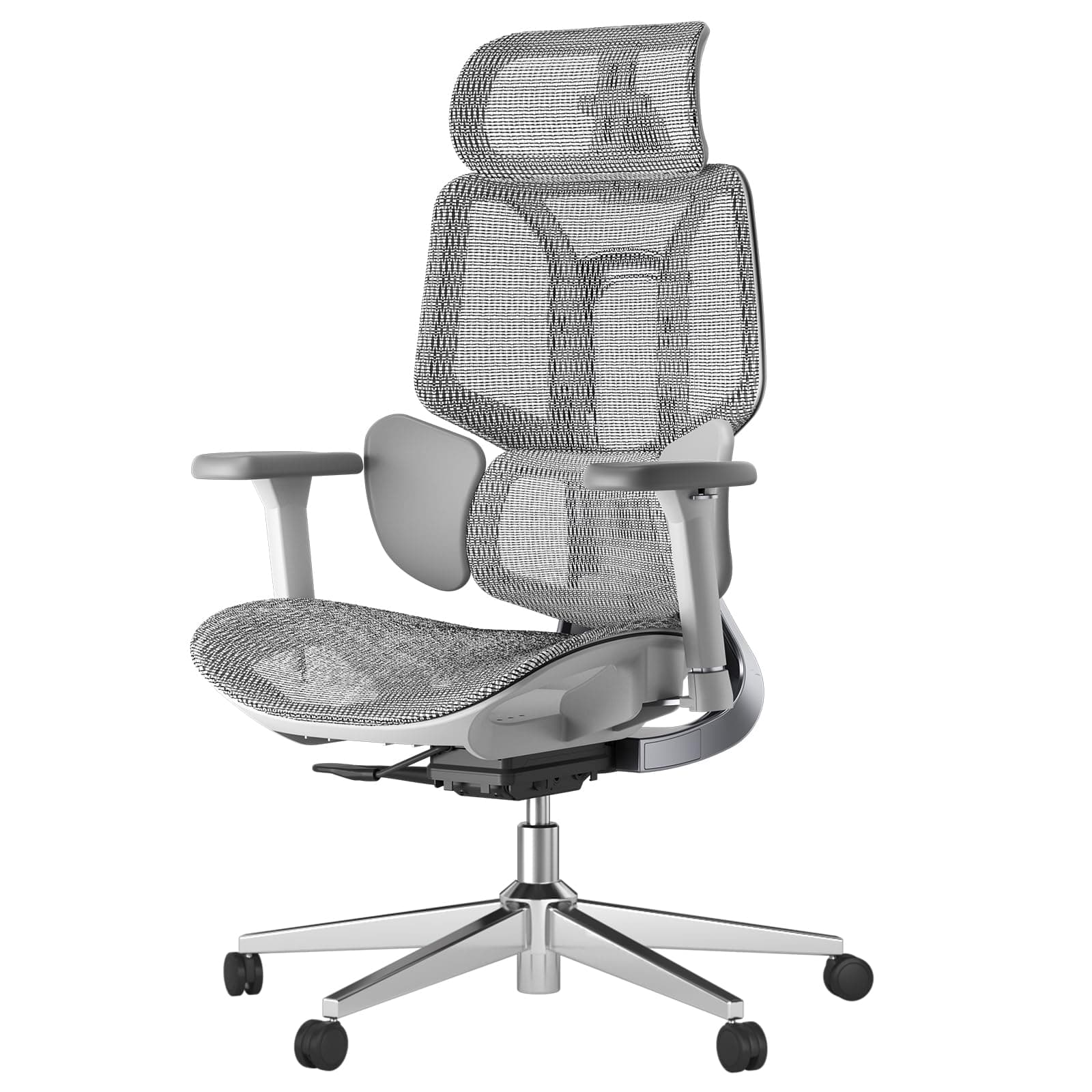 Hbada E3 Air Ergonomic Office Chair, Big and Tall Office Chair - with 3-Zone Dynamic Lumbar Support, 3D Adjustable Headrest, 3D Adjustable Armrests, Swivel, Grey(No Footrest)