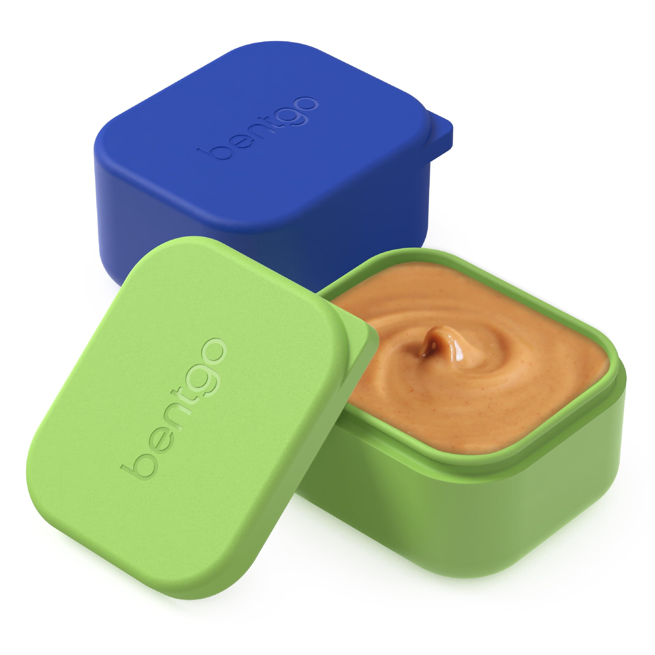 Bentgo® Sidekicks 2-Pack Silicone Container Set - Dipping Sauce Cups for Condiments & Small Snacks, Reusable, Durable, & Leak-Proof Liquid Storage, Salad Dressing Container - 2.6 oz (Blue & Green)